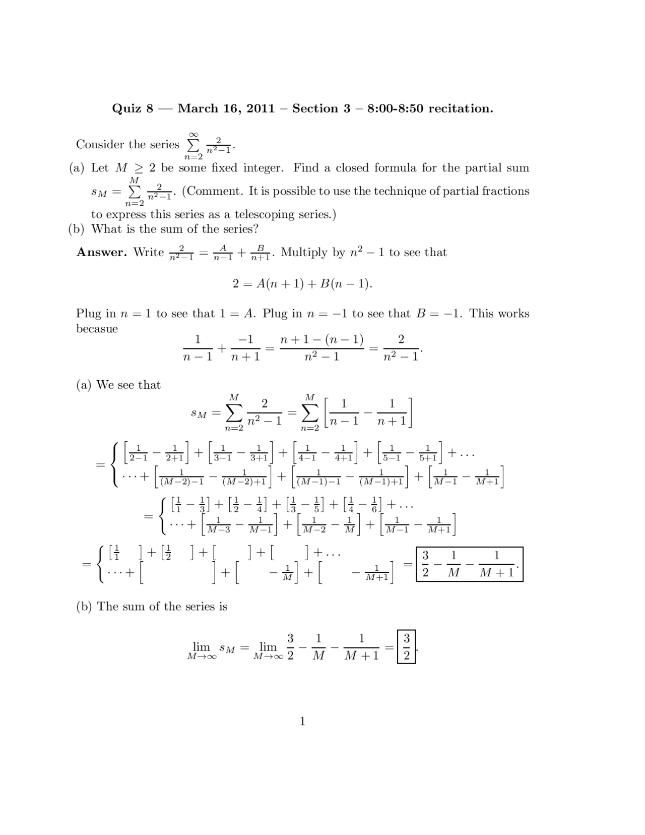 Calculus II - Final Quiz 8 with Answer Key | MATH 142 | Quizzes ...