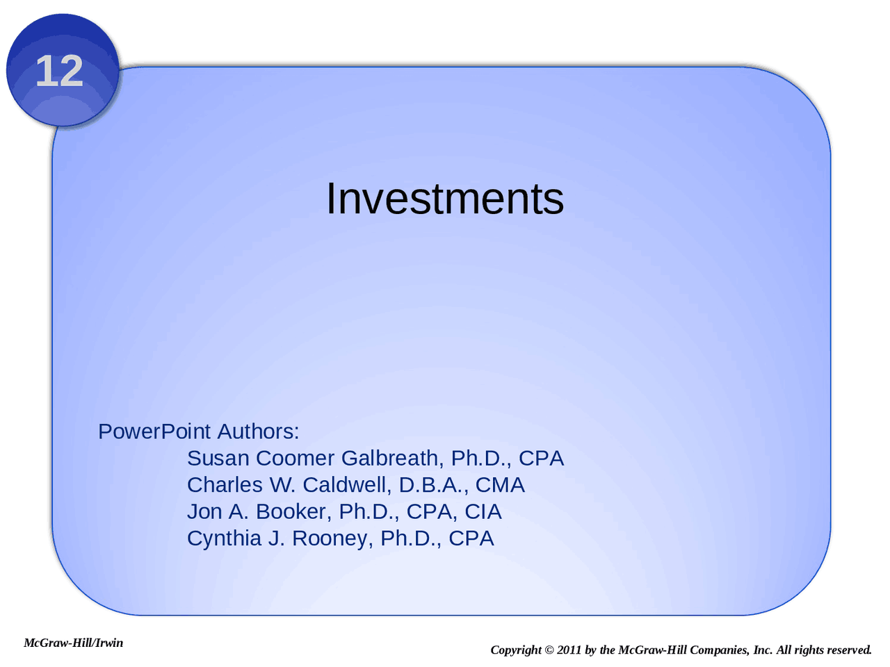 Investments Intermediate Accounting II Slides ACCT 3120 Docsity