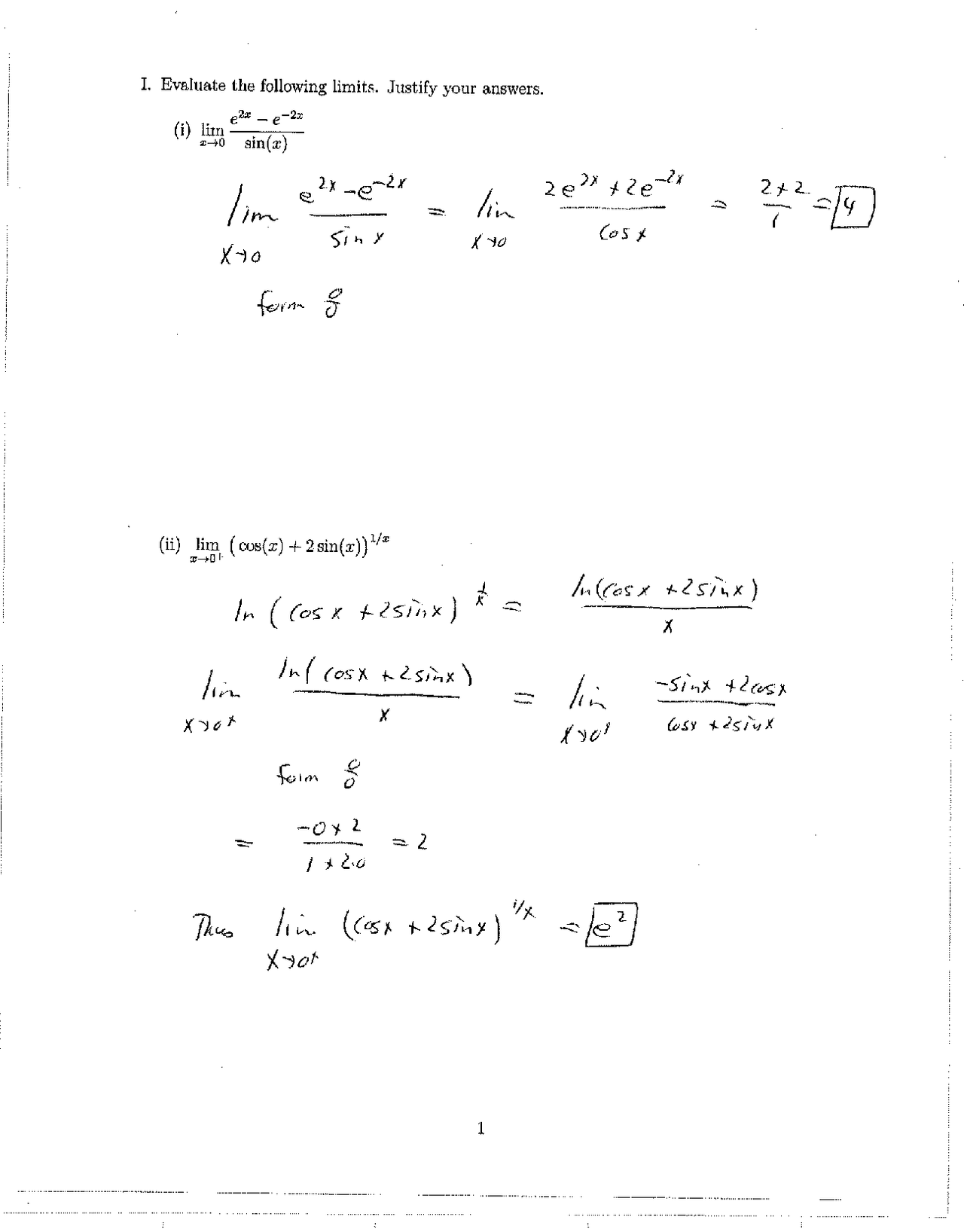 Exam 2 with Solution - Calculus I | MATH 221 - Docsity