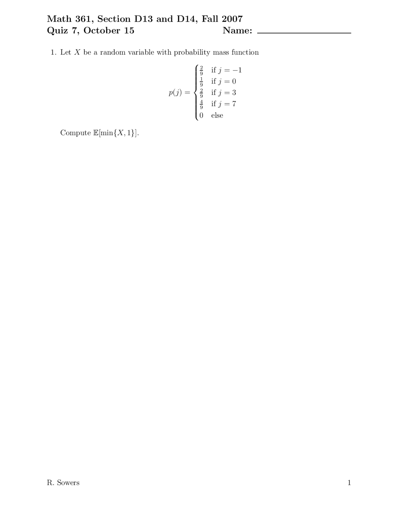 Quiz Seven Answers for Probability Theory | MATH 461 | Quizzes ...