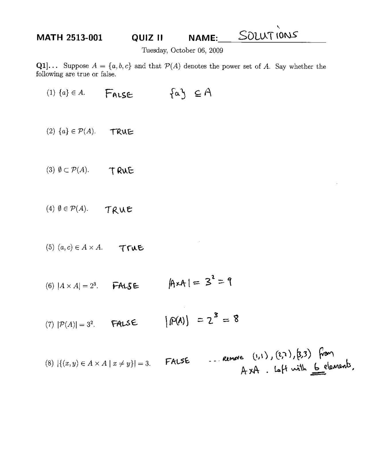 Quiz Solutions to Discrete Mathematical Structures | MATH 2513 ...