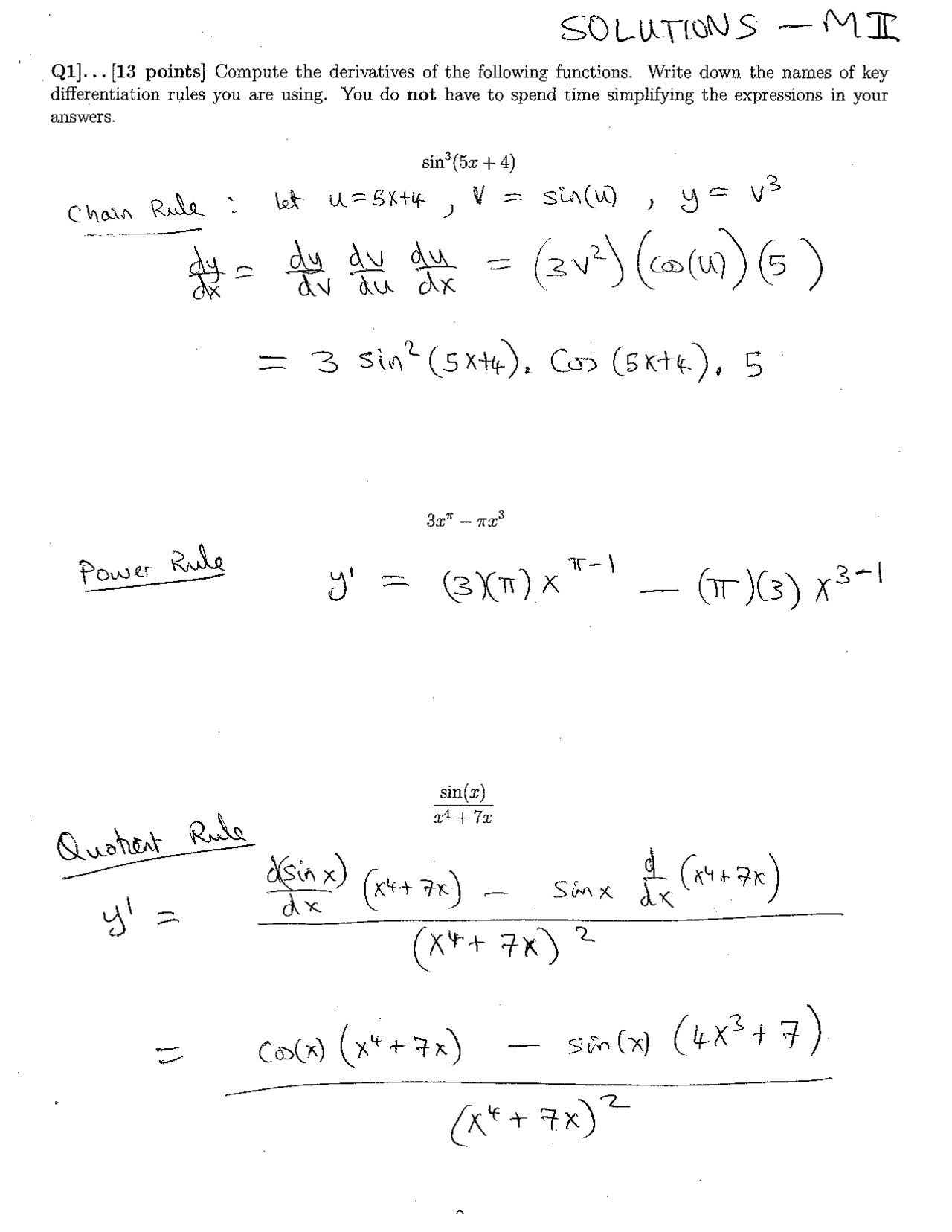 Exam 2 Solutions - Calculus and Analytic Geometry I | MATH 1823 - Docsity