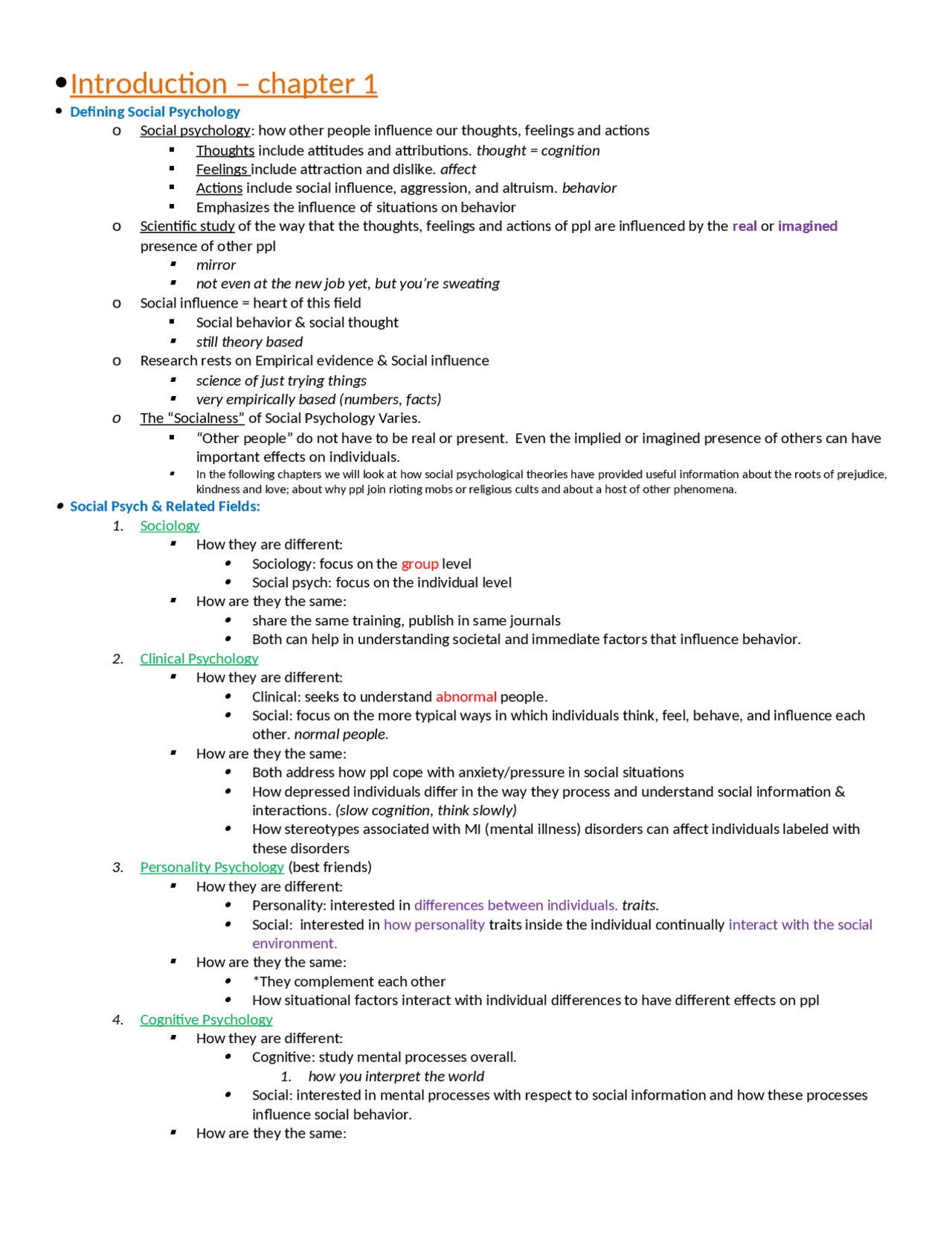 Exam Study Guide - Social Psychology | PSYC 351 - Docsity