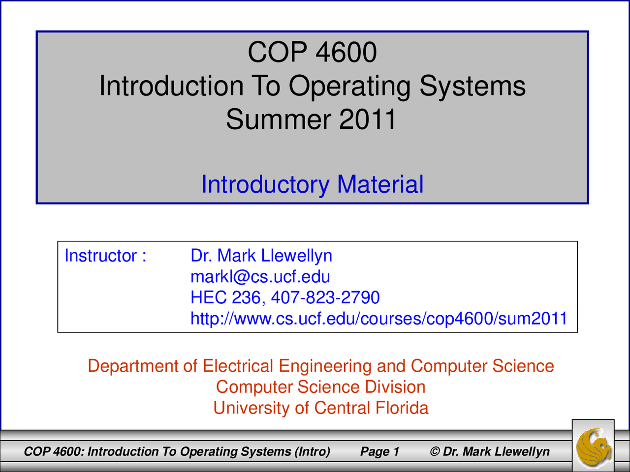 Introduction to Operating Systems | COP 4600 - Docsity