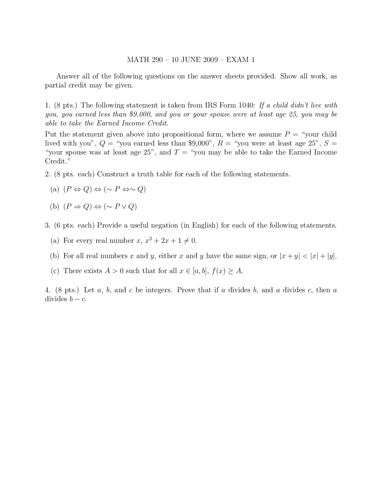 Introduction to Advanced Mathematics - Solved Past Paper 2009 | MATH ...