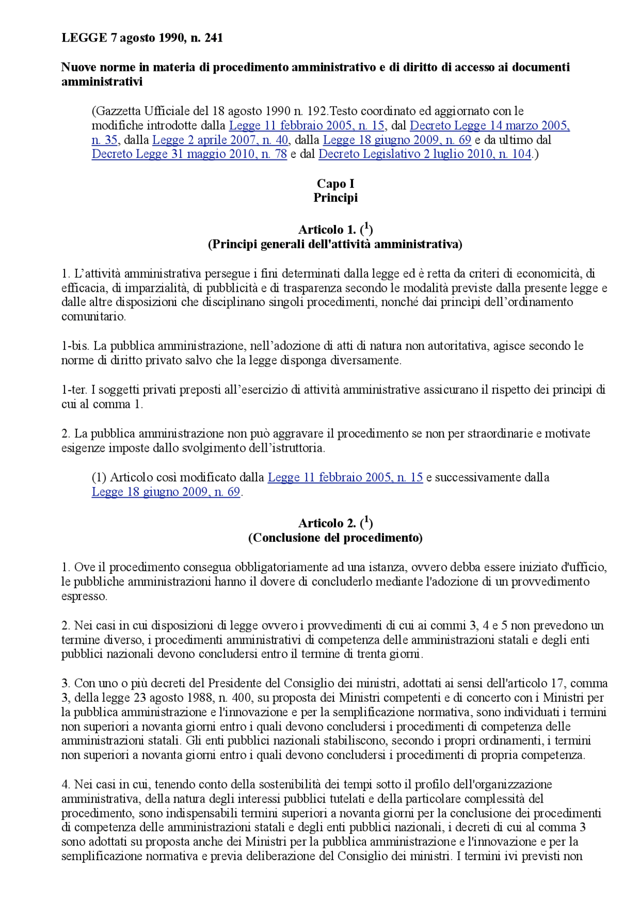 Legge 241/1990 aggiornata Docsity Legge 241/1990 aggiornata Docsity