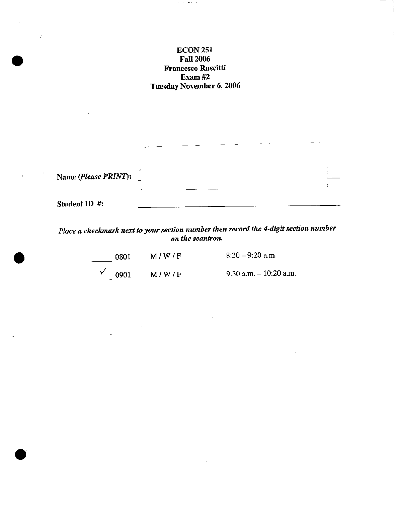 40 Questions on Microeconomics with Answers - Exam 2 | ECON 25100 ...