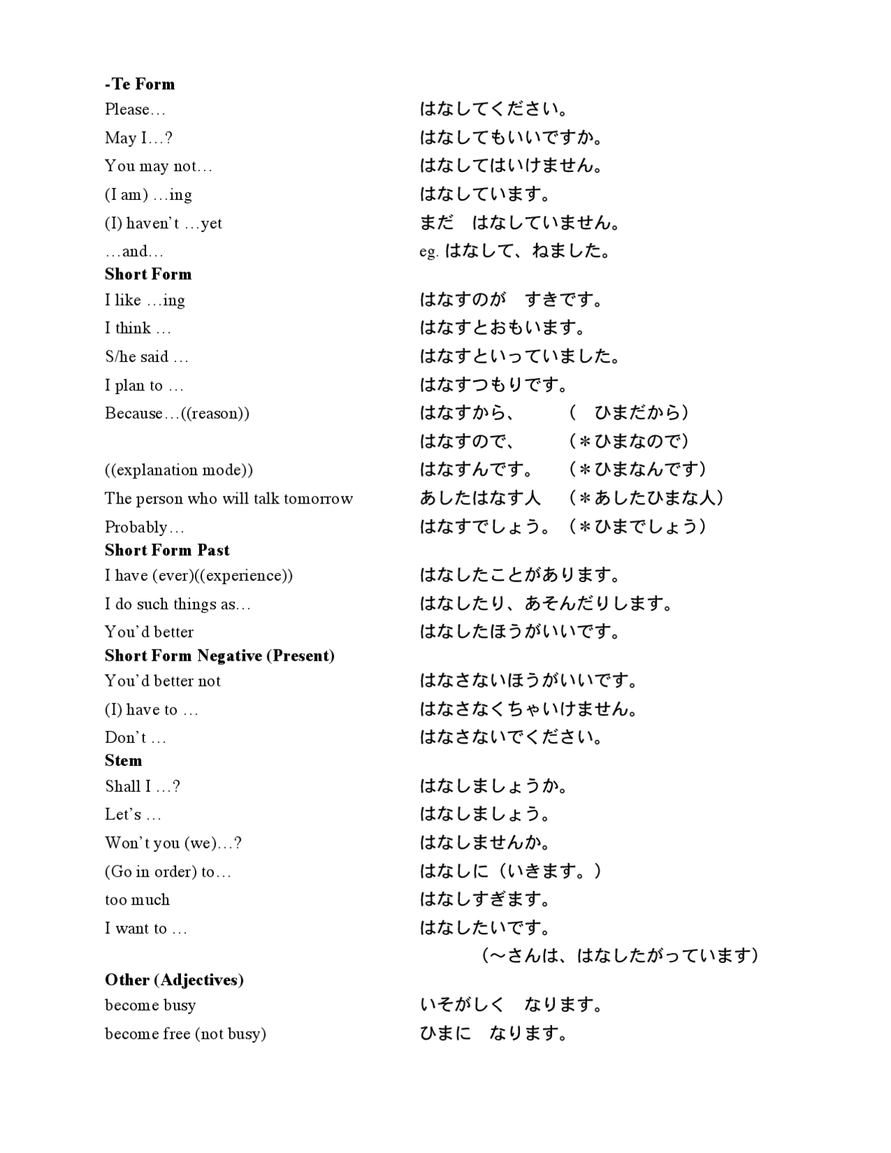 Forms from 103 - Second Semester Japanese | E ASIAN 104 - Docsity