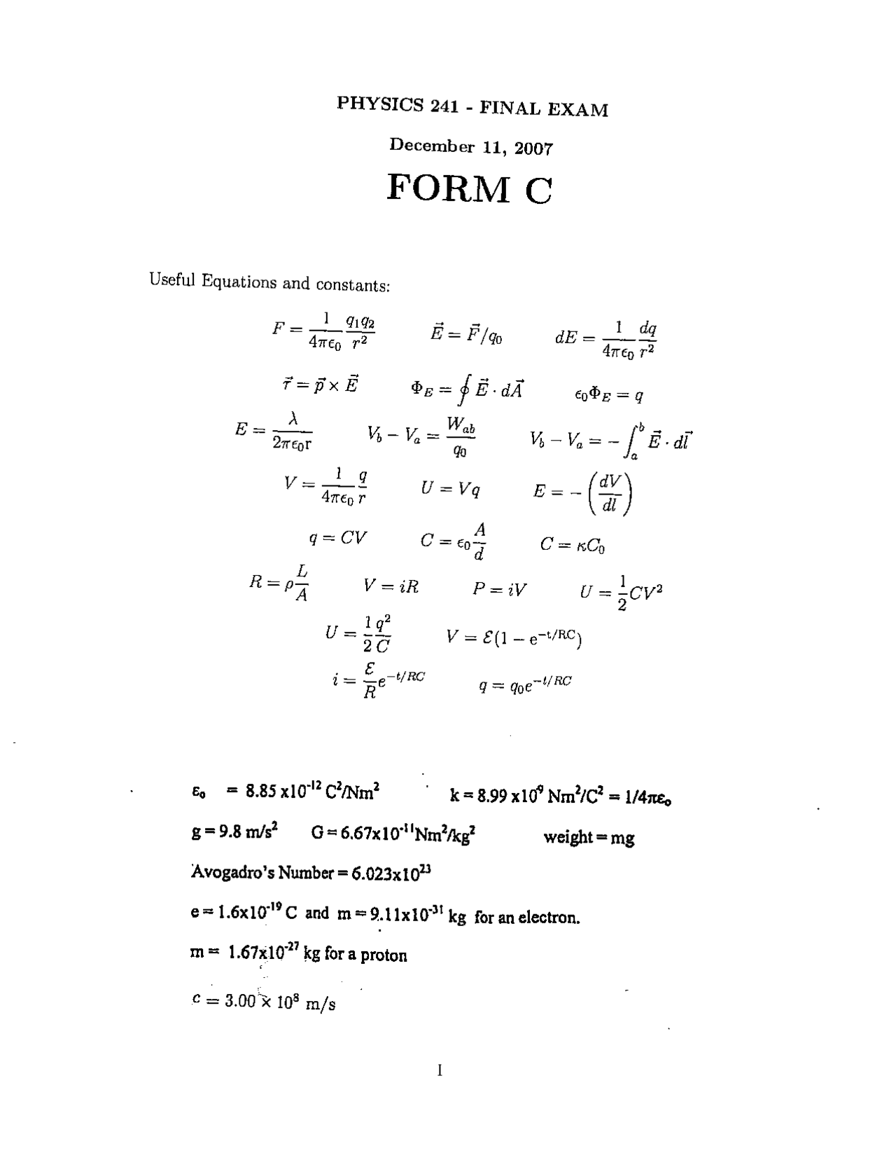18 Multiple Choice Questions on Electricity And Optics - Final Exam ...