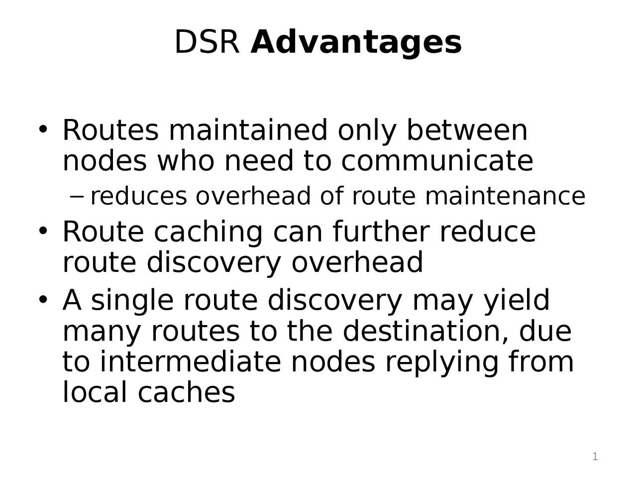 Mobile Computing DSR Advantages Disadvantage Docsity