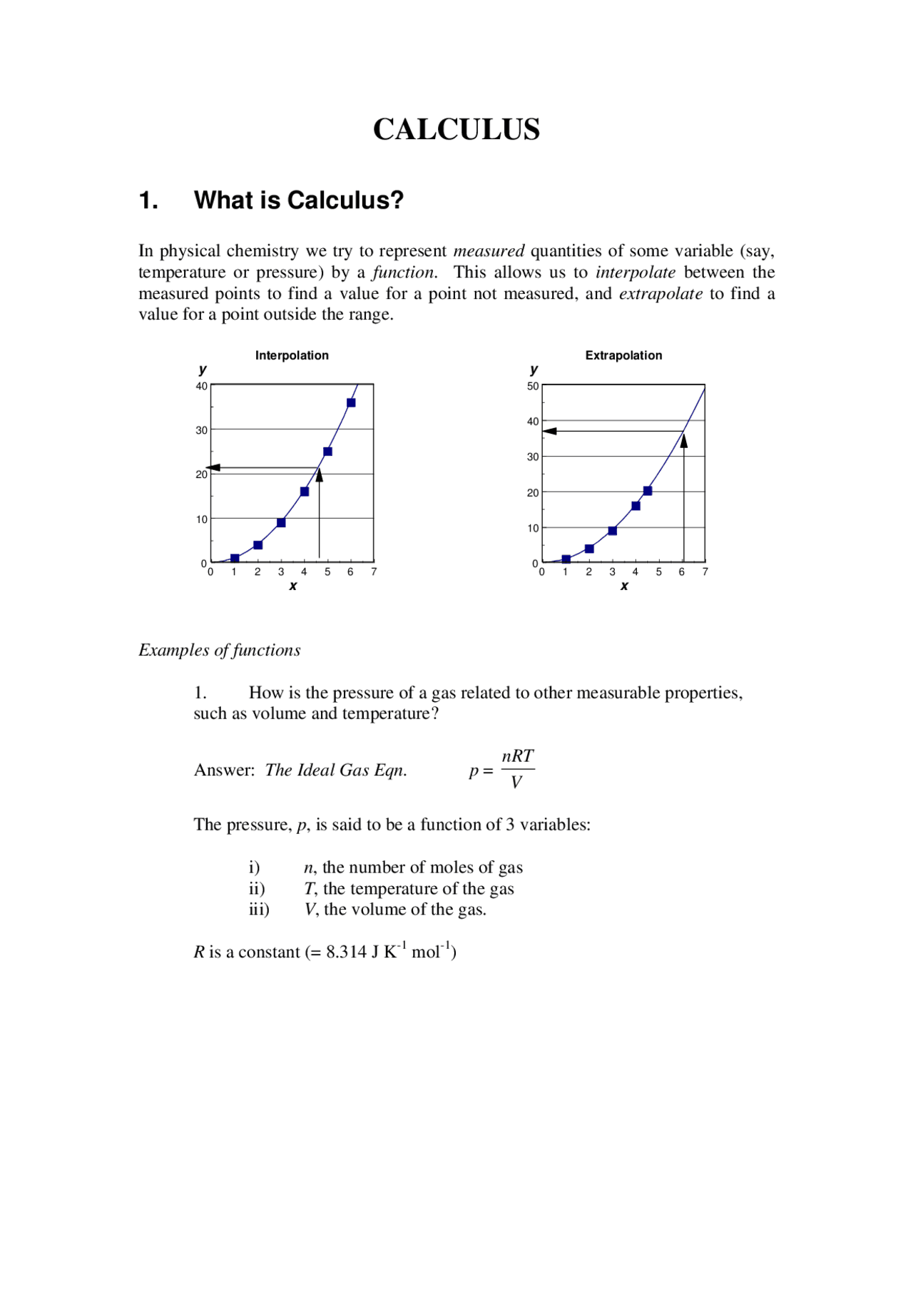 Calculus for Chemistry Lecture Notes - Chemistry- 1 | Study notes ...