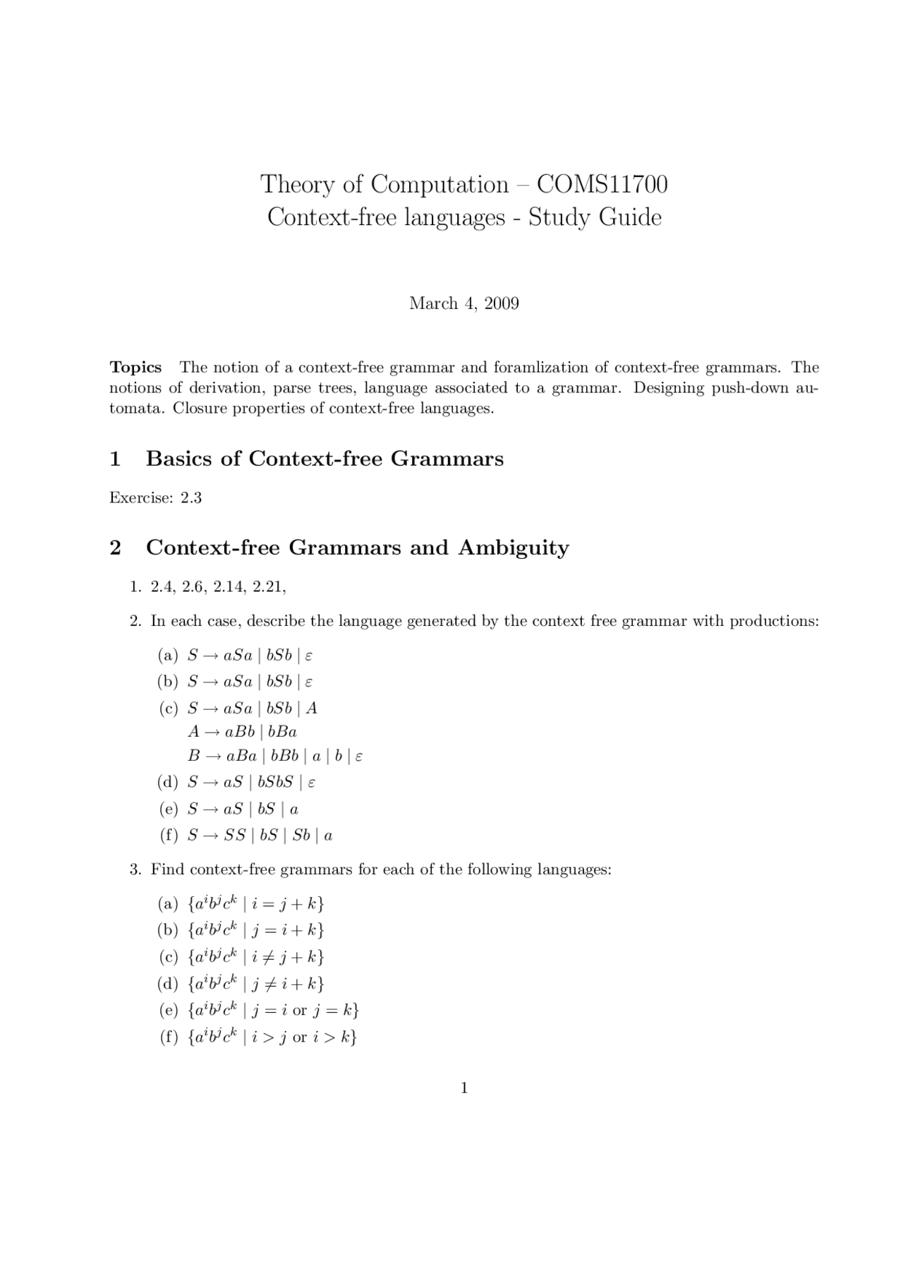 Theory of Computation, Lecture Slides - Computer Science 2 - Docsity