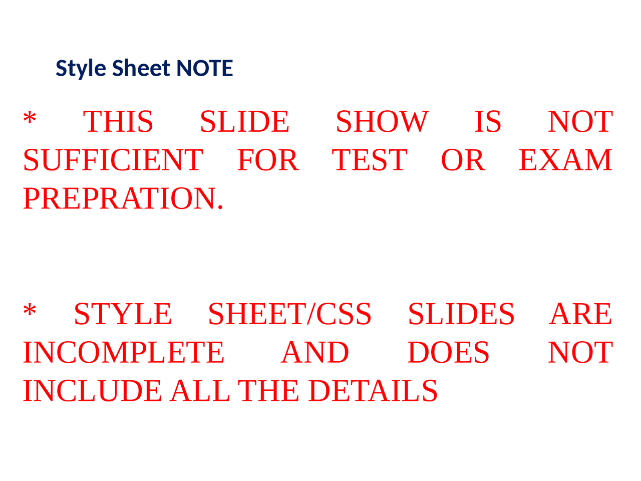 Computer Science - Style Sheet Note - Presentation - Prof Veena K.M ...