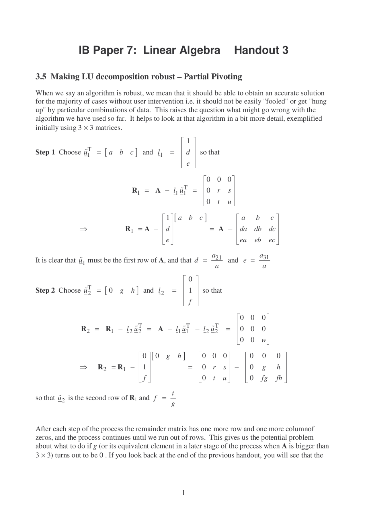 Linear Algebra, Lecture Notes - Mathematics - 3 - Docsity
