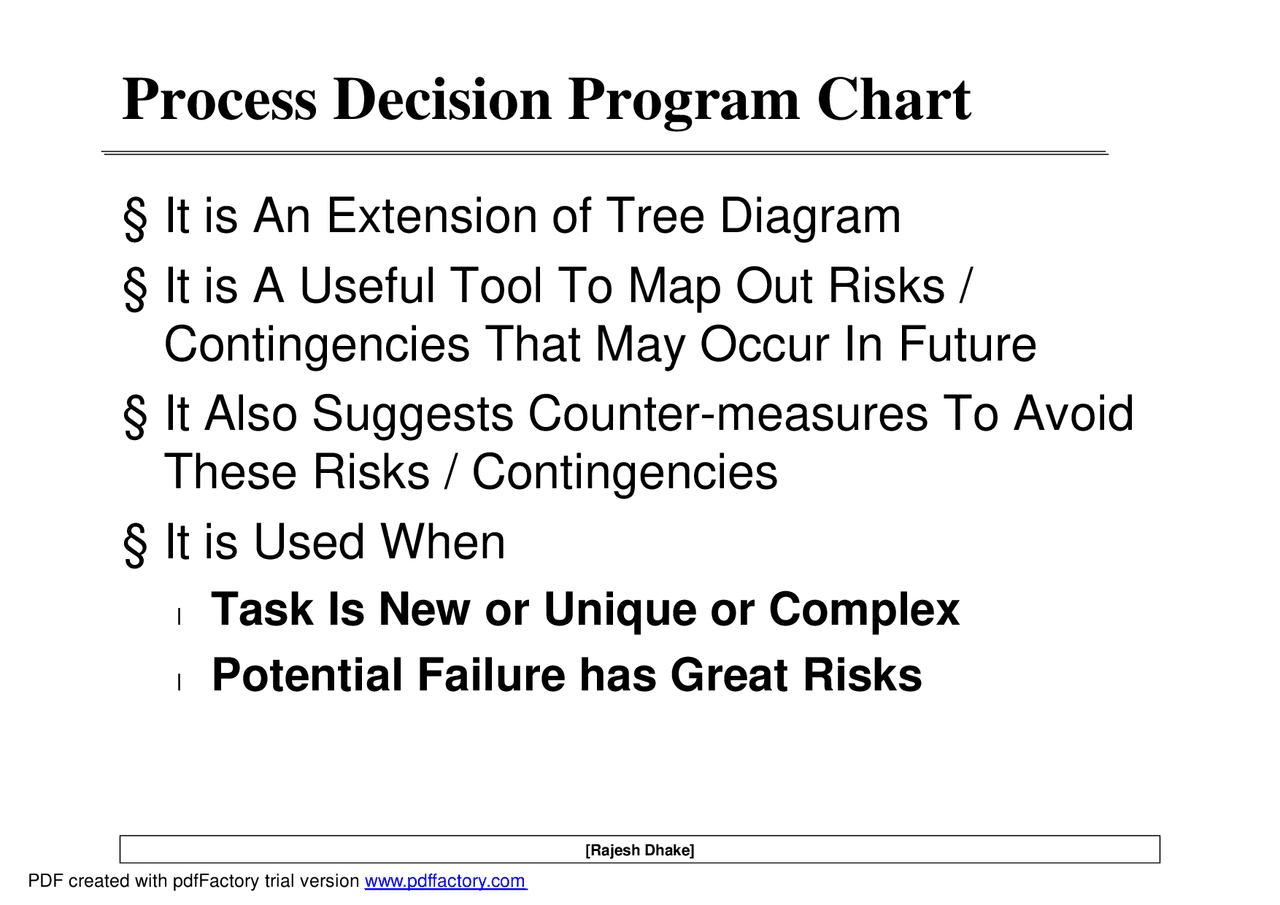 Process Decision Program Chart - Lecture - Production Management - Docsity