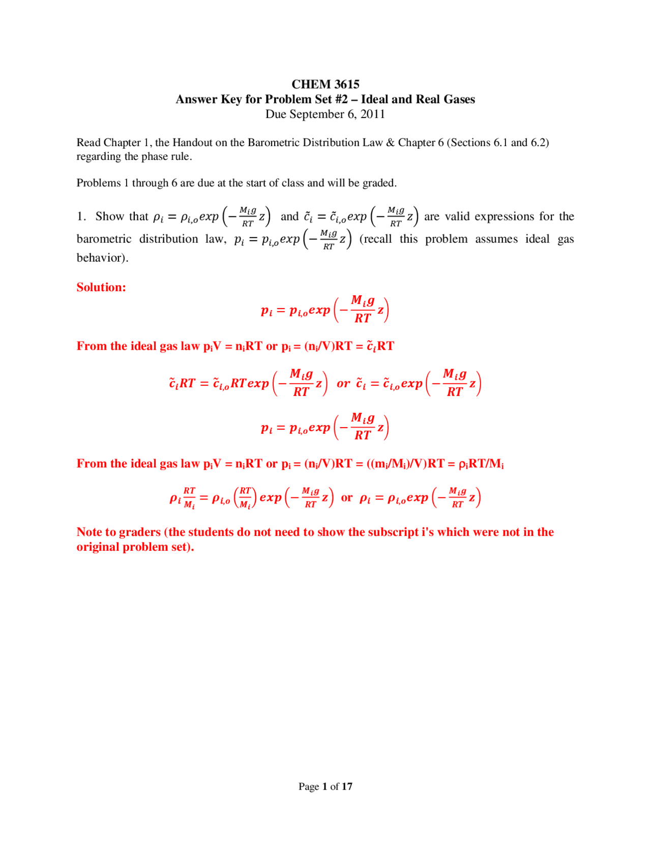 Solved Problem Set 2 Questions - Physical Chemistry | CHEM 3615 - Docsity