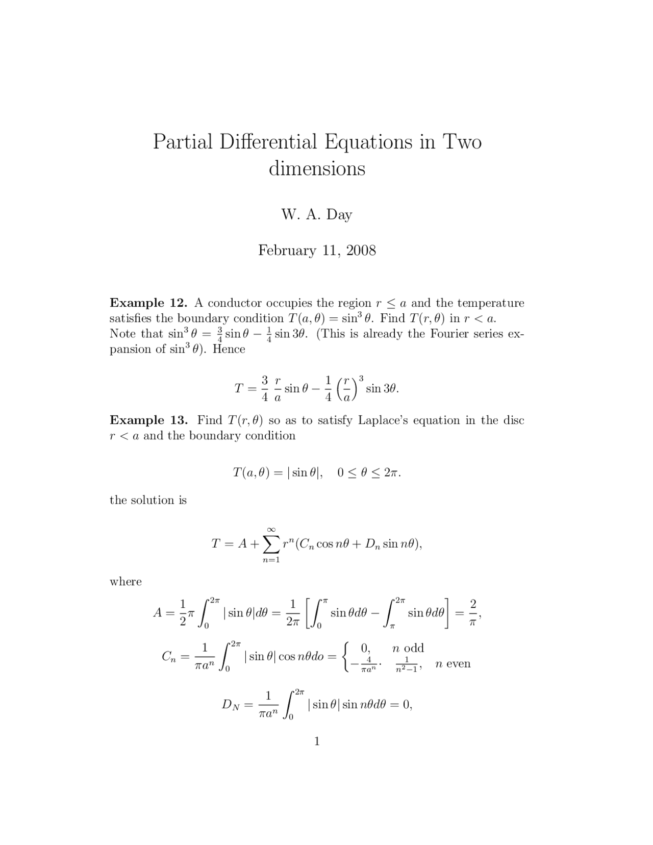 Partial Differential Equation, Lecture Notes - Mathematics - Docsity