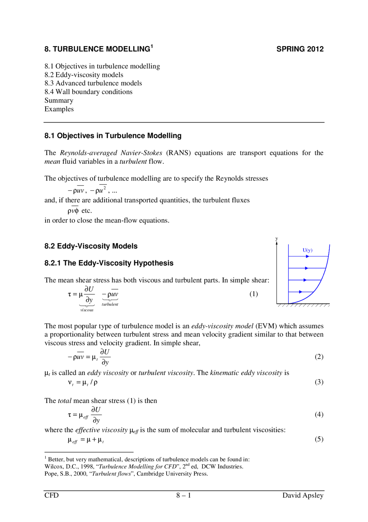 Computational Hydraulics Tubulence Model, Lecture Notes Physics 1