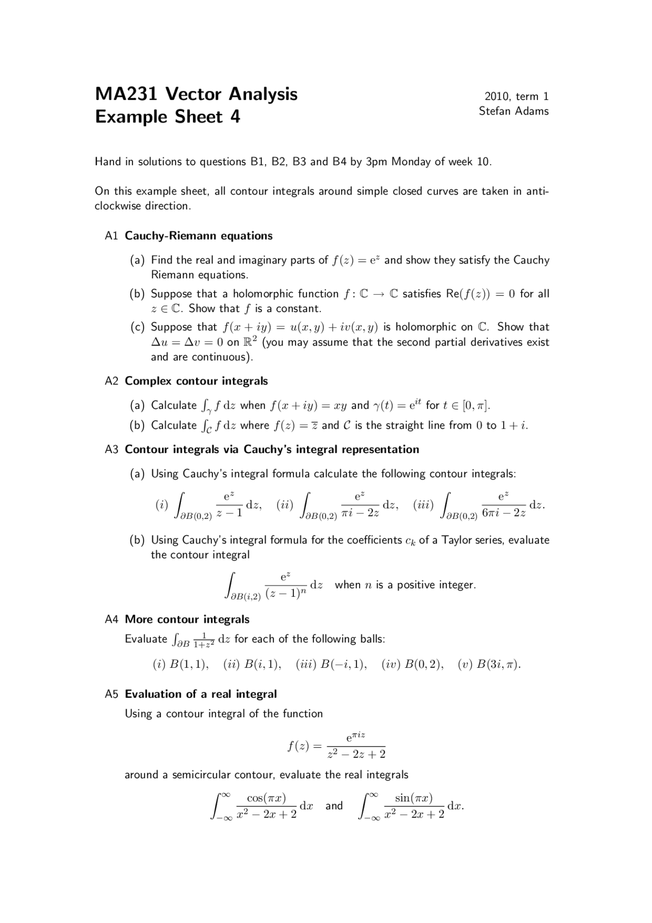 Vector Analysis, Lecture Slides - Mathematics - 10 - Docsity