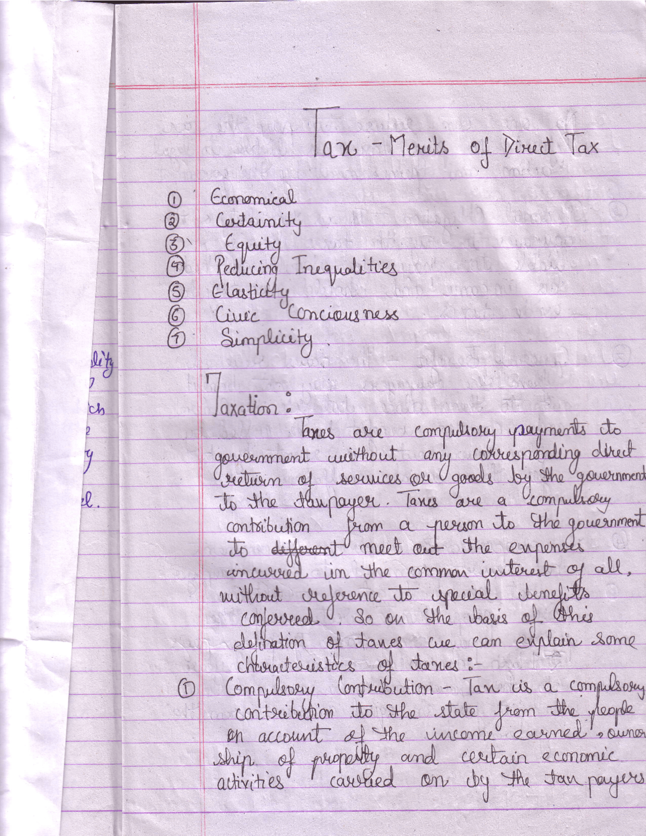 Economics - Taxes Introduction - Notes - Docsity
