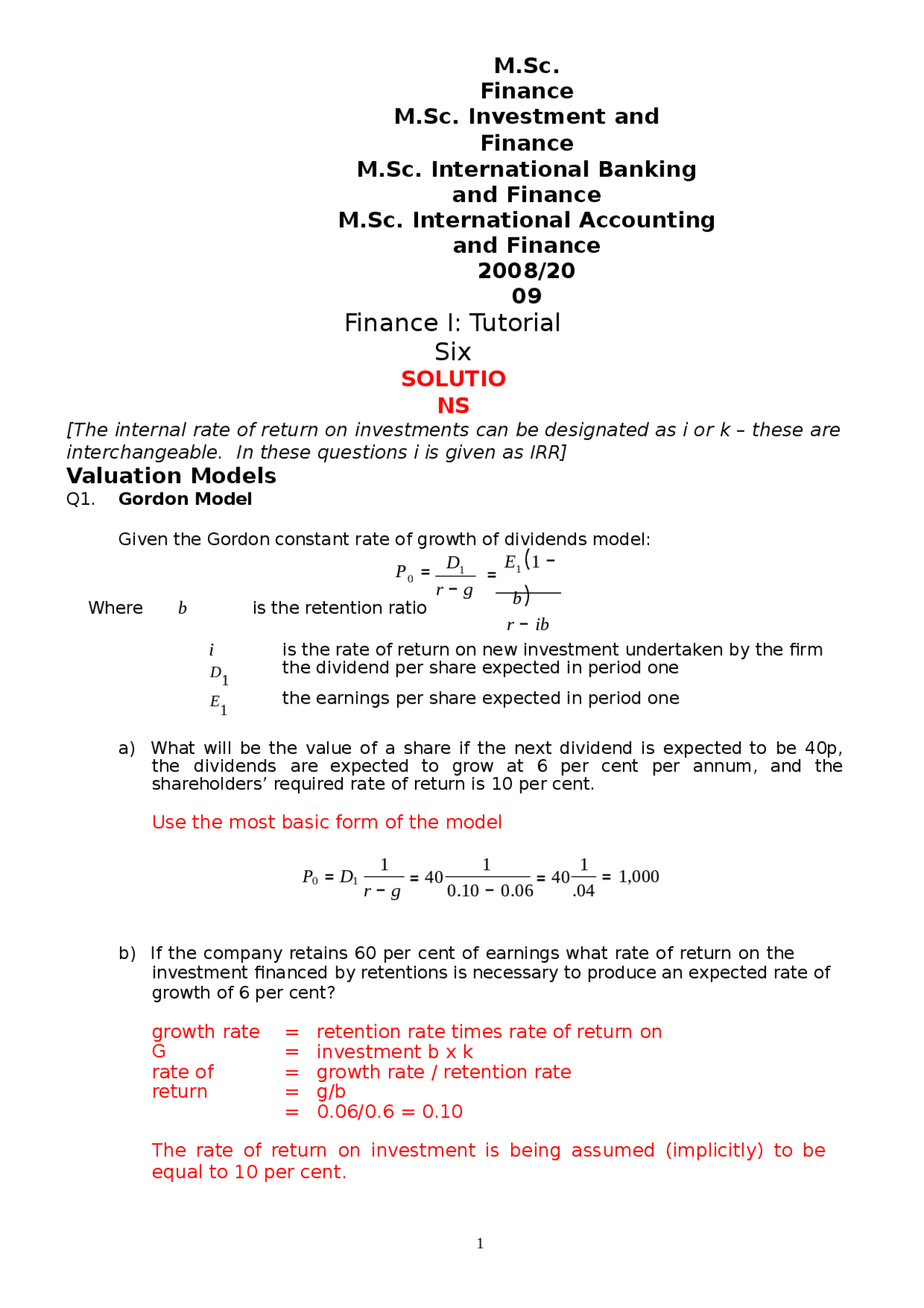 Finance - Tutorial 5 (55) | Study Guides, Projects, Research Finance ...