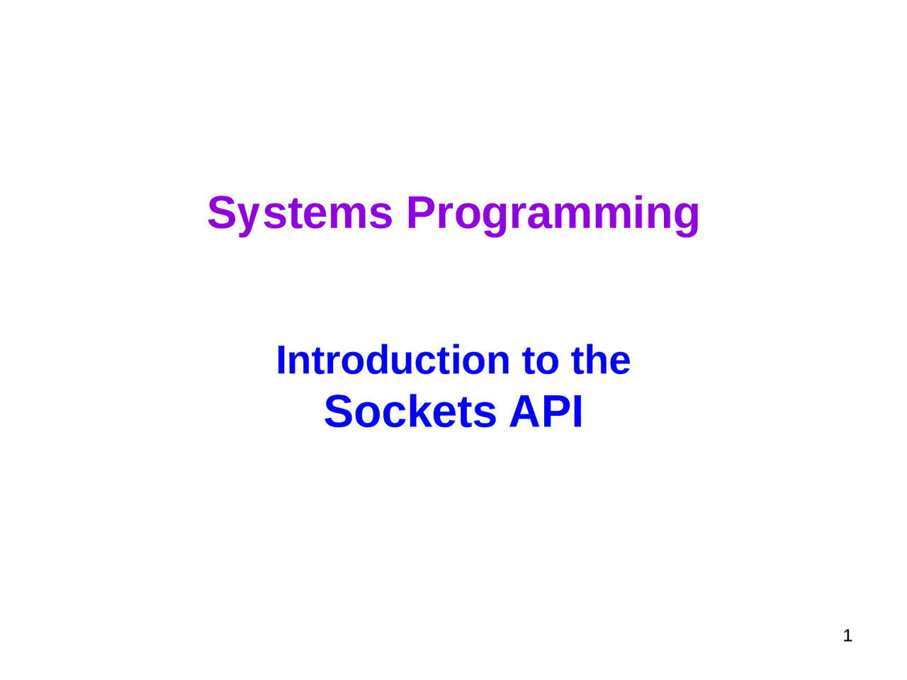 Systems Programming Lec2 - Sockets AP - Docsity