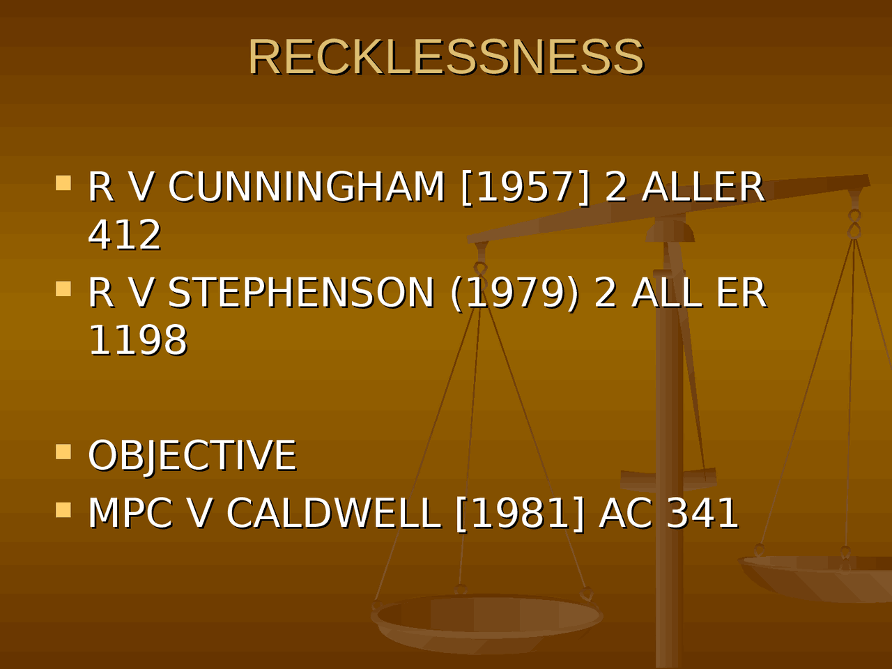 Recklessness Lecture Criminal Law Lecture Notes Criminal Law