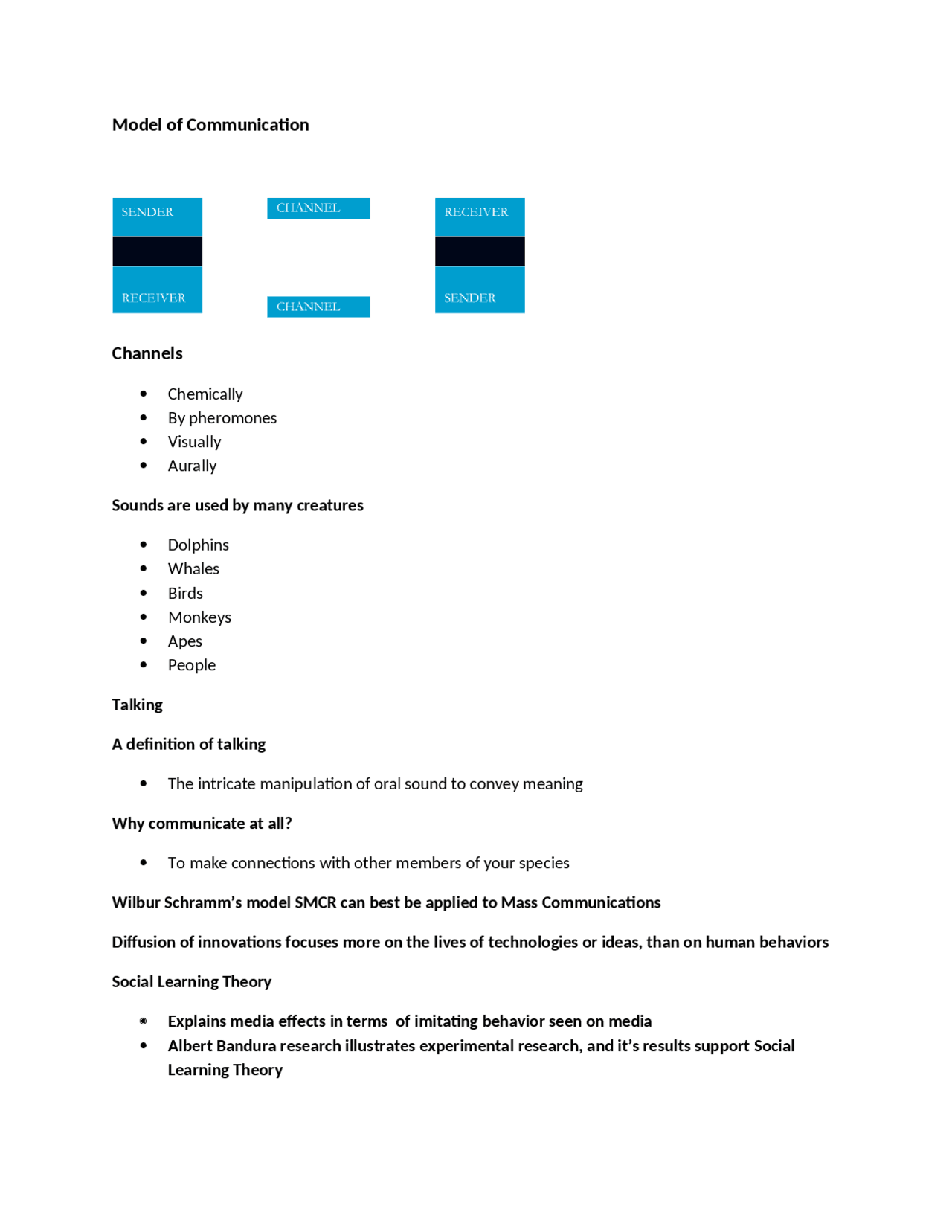 Study Guide on Model of Communication, Society and Theory | Com 101 ...