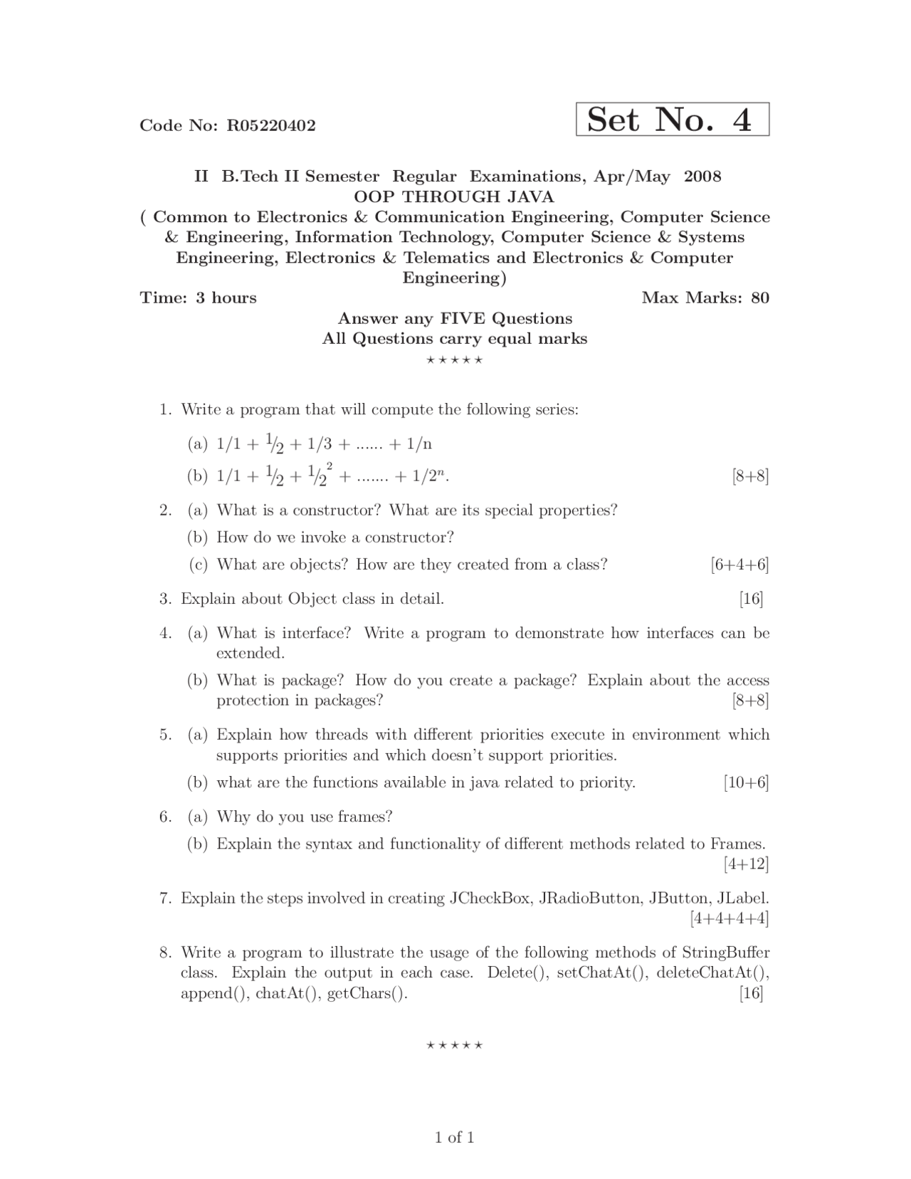 Test Paper - Object Oriented through java - Jawaharlal Nehru ...
