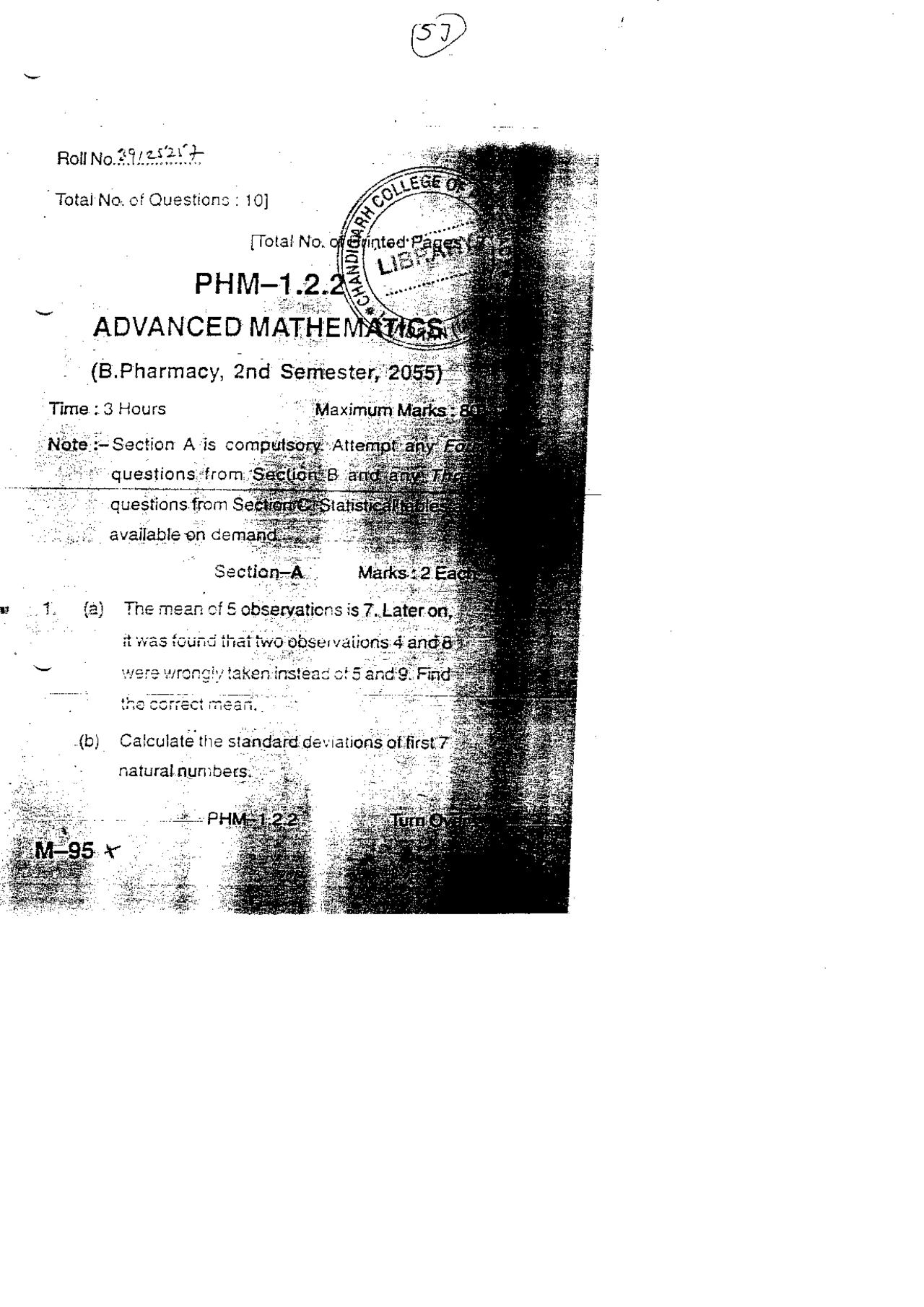 Advanced Math Exam Questions from PHM-1.2.2 | Study notes Pharmacy ...