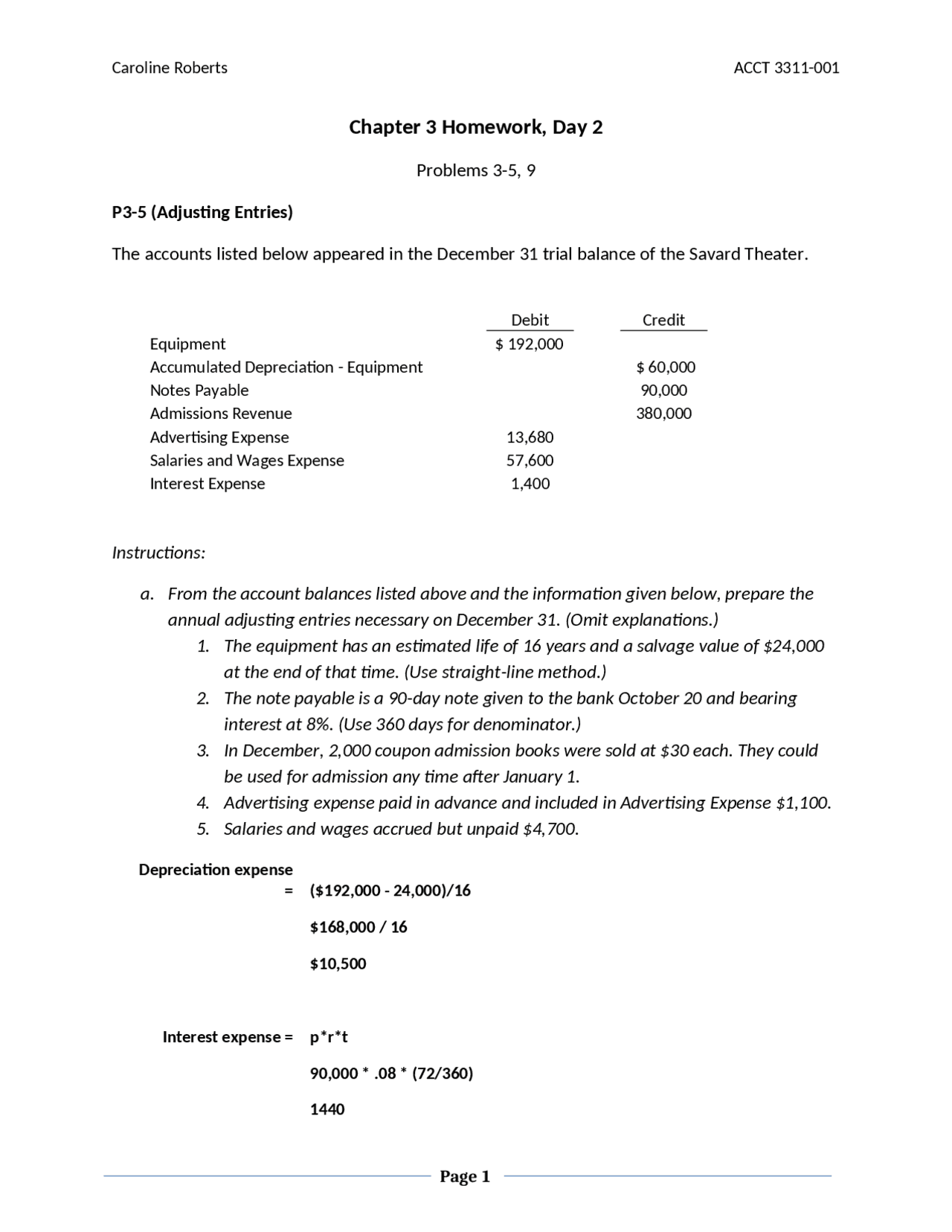Problems on Adjusting Entries in Financial Accounting I - Homework 2 ...