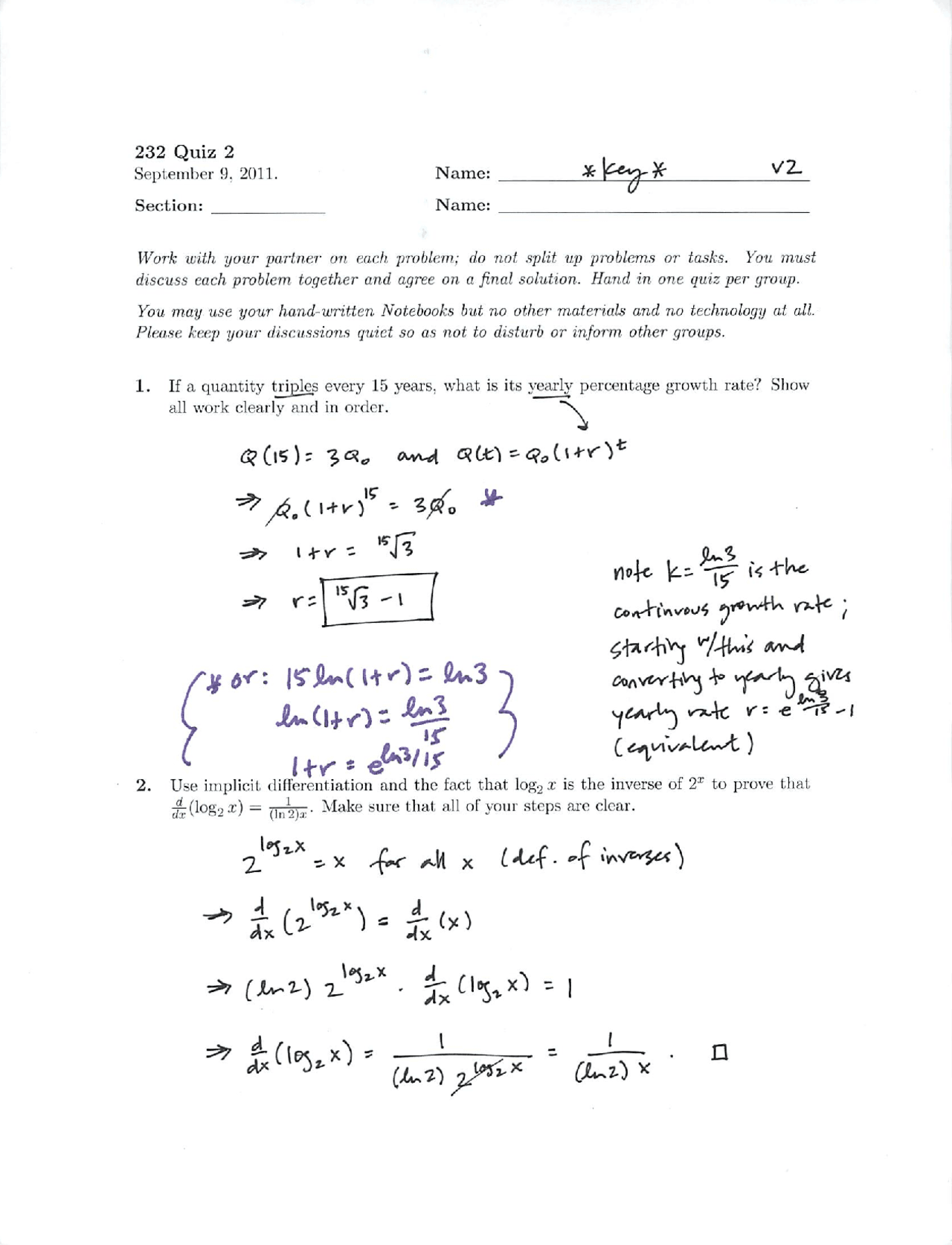 Calculus with Functions - Solved 2 Questions - Quiz 2 | MATH 232 - Docsity