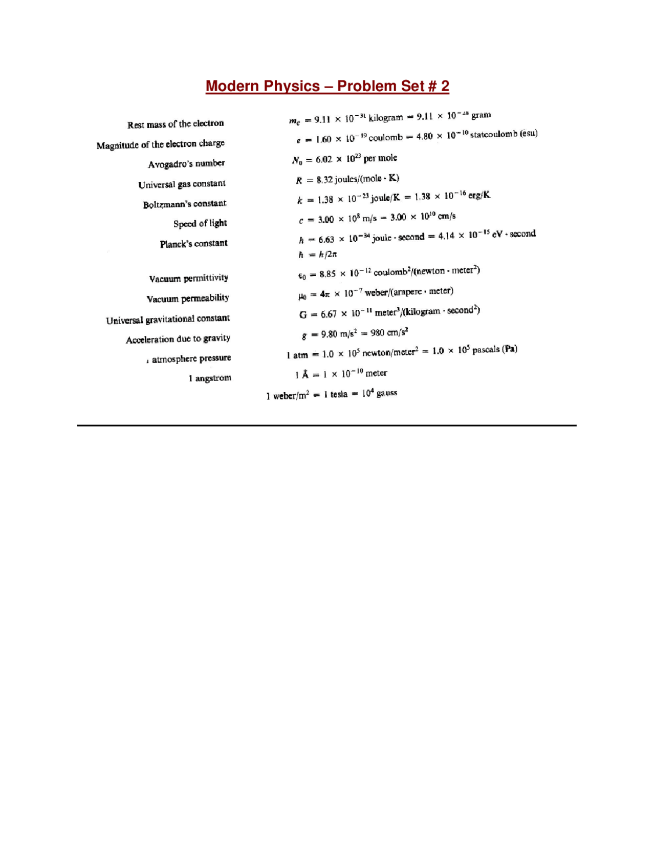 Modern Physics Problemset 2 Physics Docsity Modern Physics Problemset 2 Physics Docsity