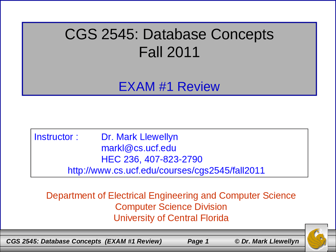 Exam 1 Review Notes - Database Concepts | CGS 2545C | Study notes ...