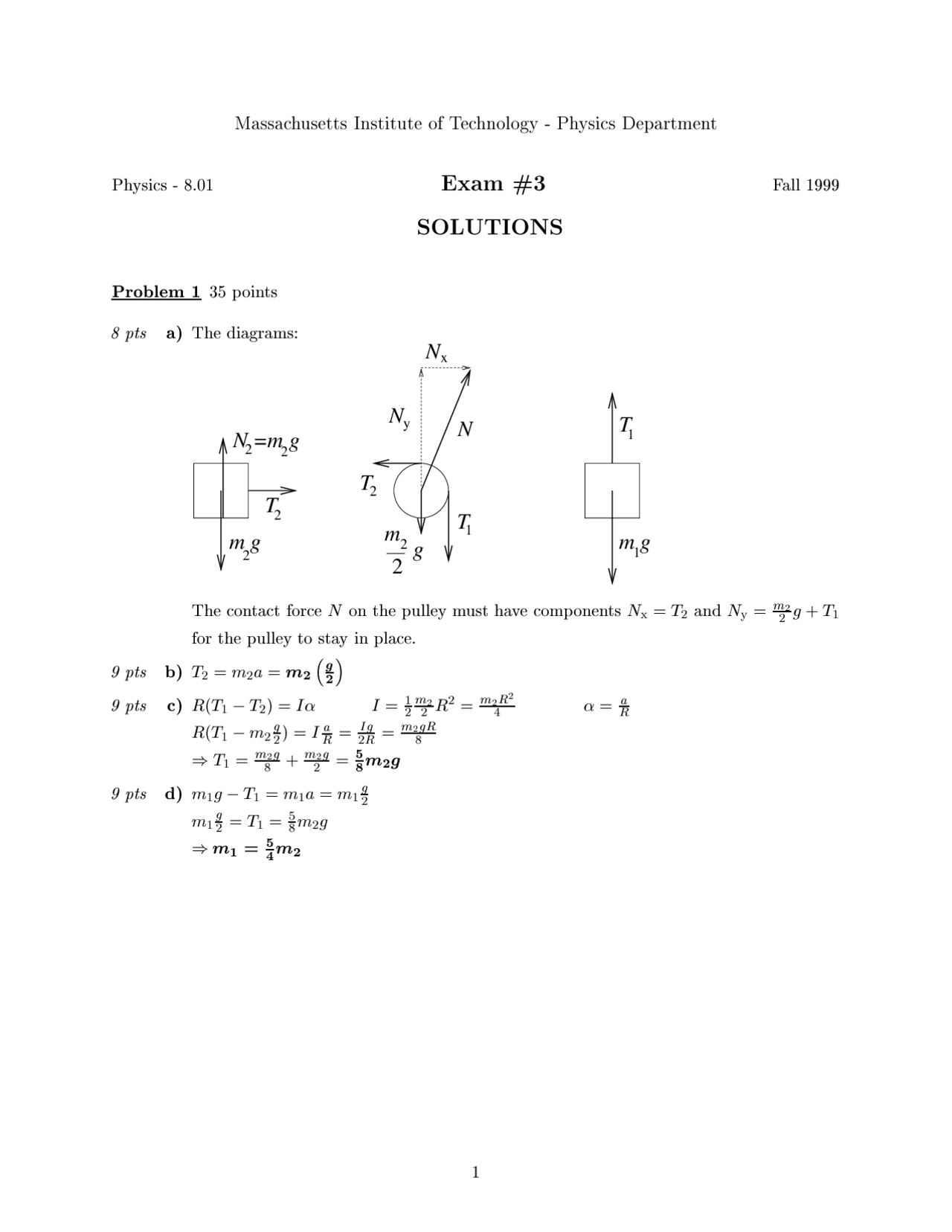 Classical Mechanics - Quiz3 Solution - Physics - Docsity