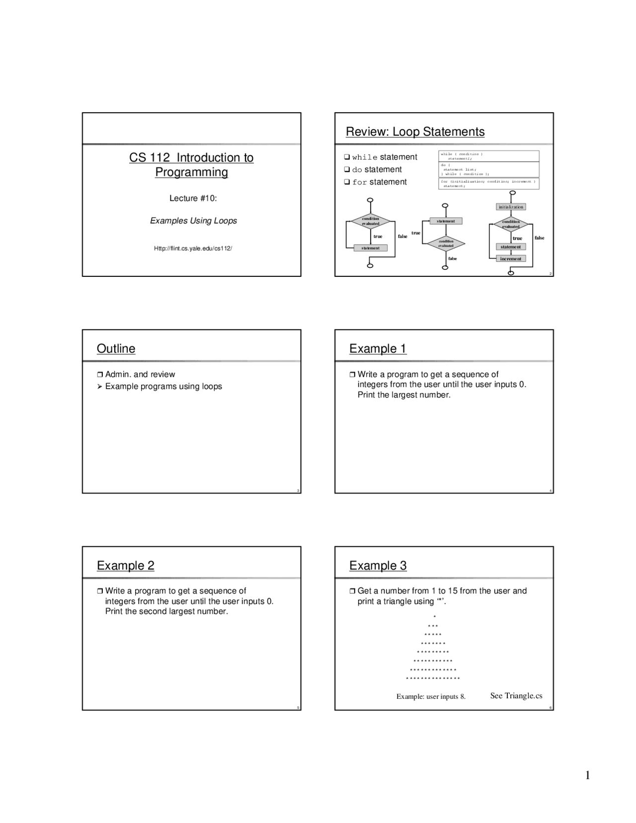 Examples Using Loops, Lecture Slide - Computer Science - Docsity