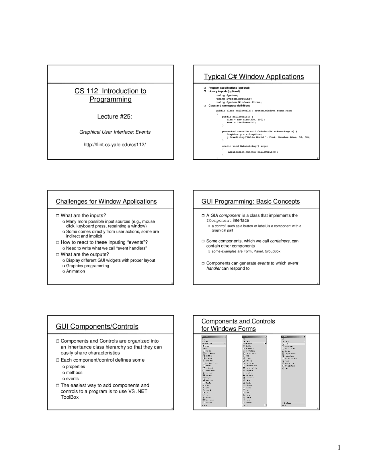 Graphical User Interface, Lecture Slide - Computer Science - Docsity