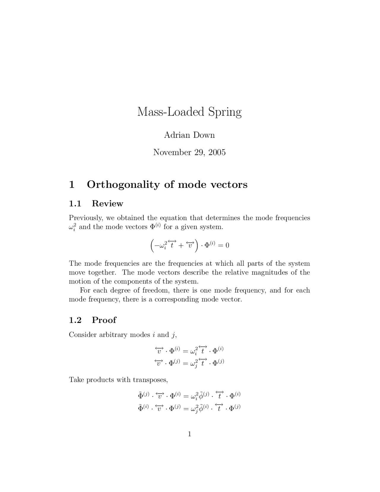 MassLoaded Spring, Lecture Notes Physics Docsity