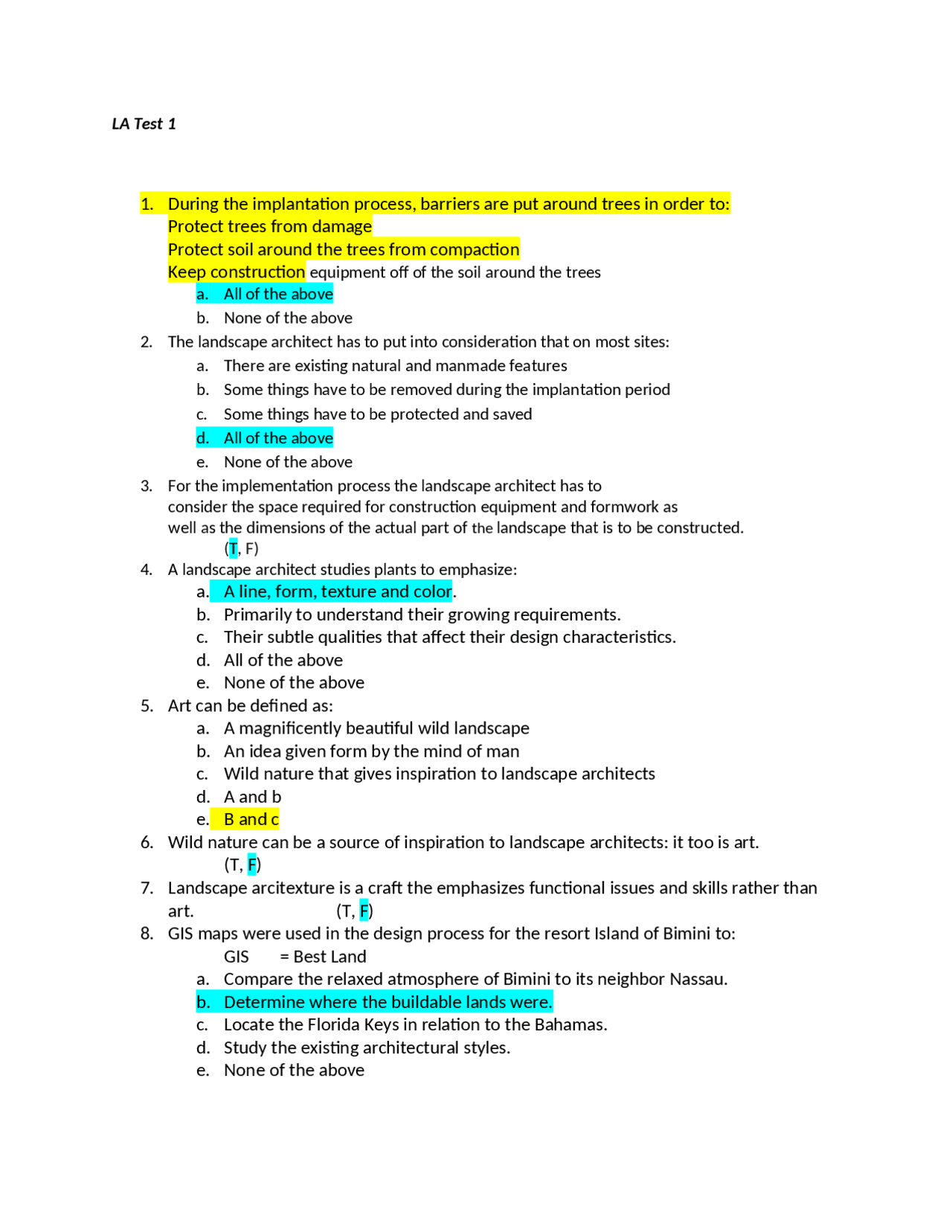 65 Solved Questions on Landscape Architecture - Test 1 | LA 1201 ...