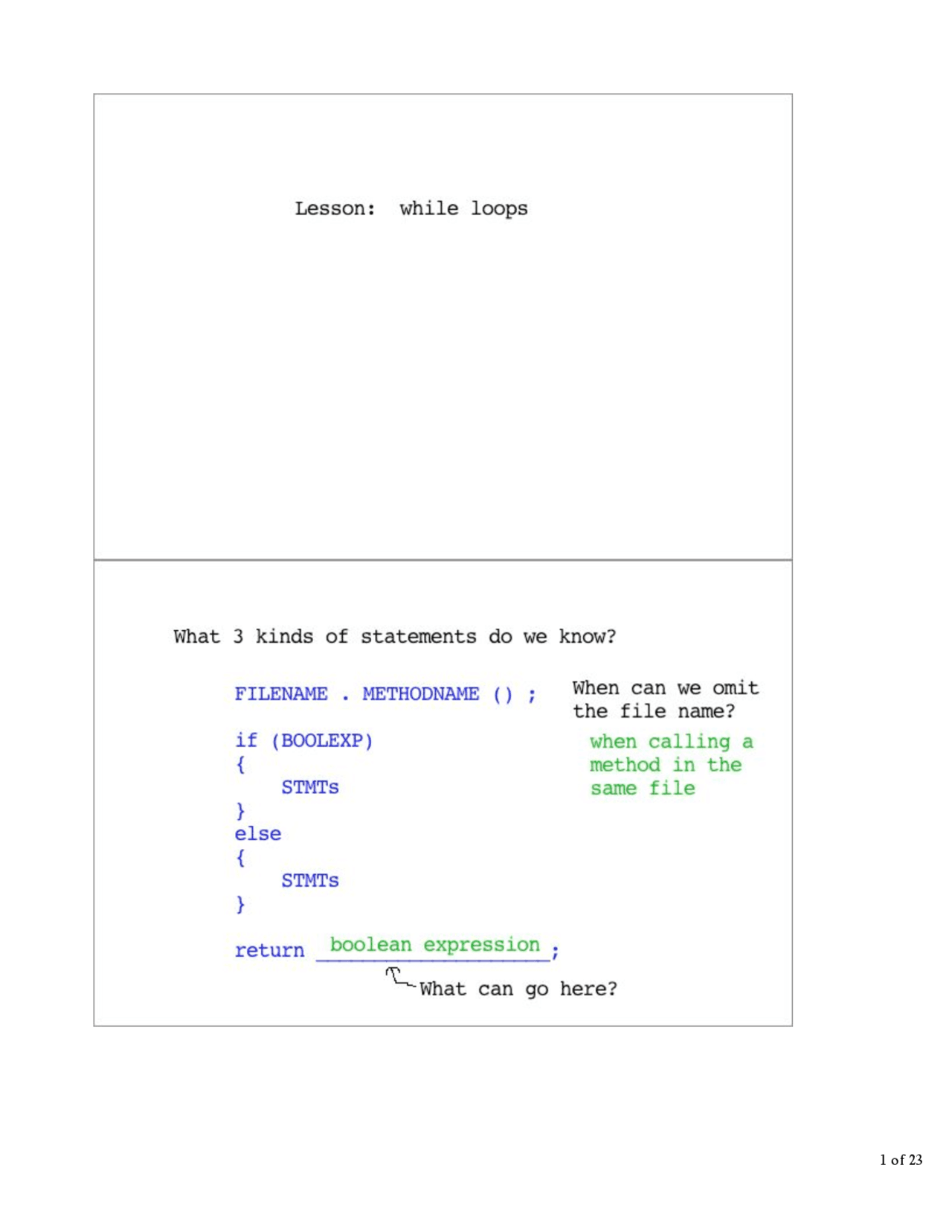 While Loops, Lecture Notes - Computer Science - Docsity