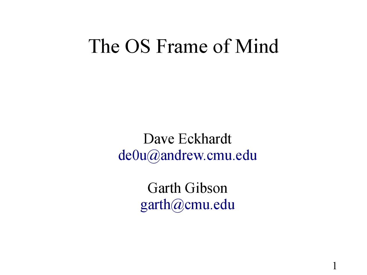 The OS Frame Of Mind, Lecture Slide - Computer Science - Docsity