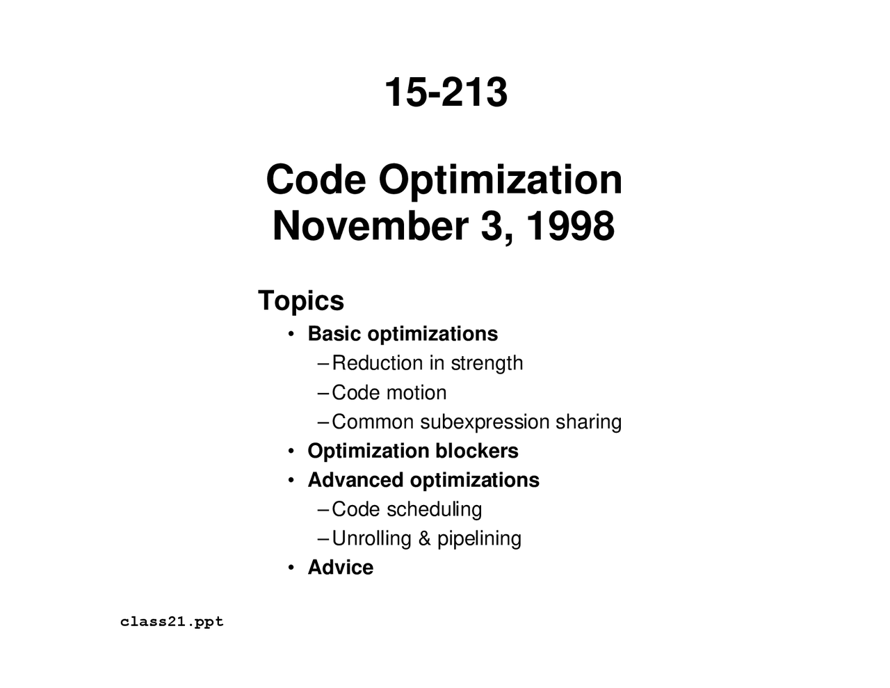 Code Optimization, Lecture Slide - Computer Science | Slides ...