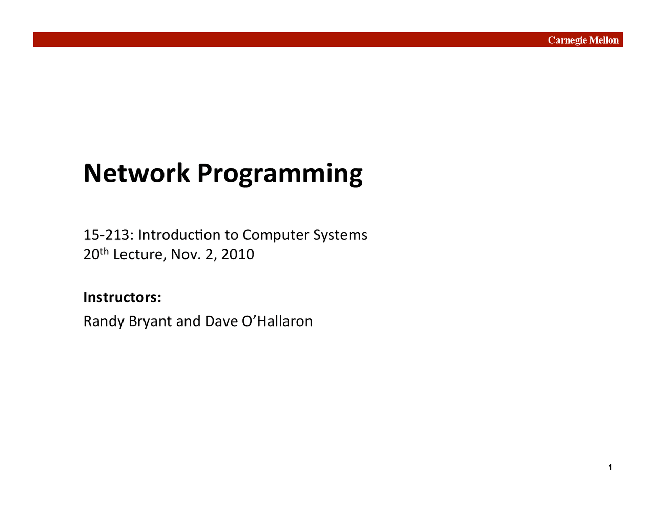 Network Programming, Lecture Slide - Computer Science - Docsity