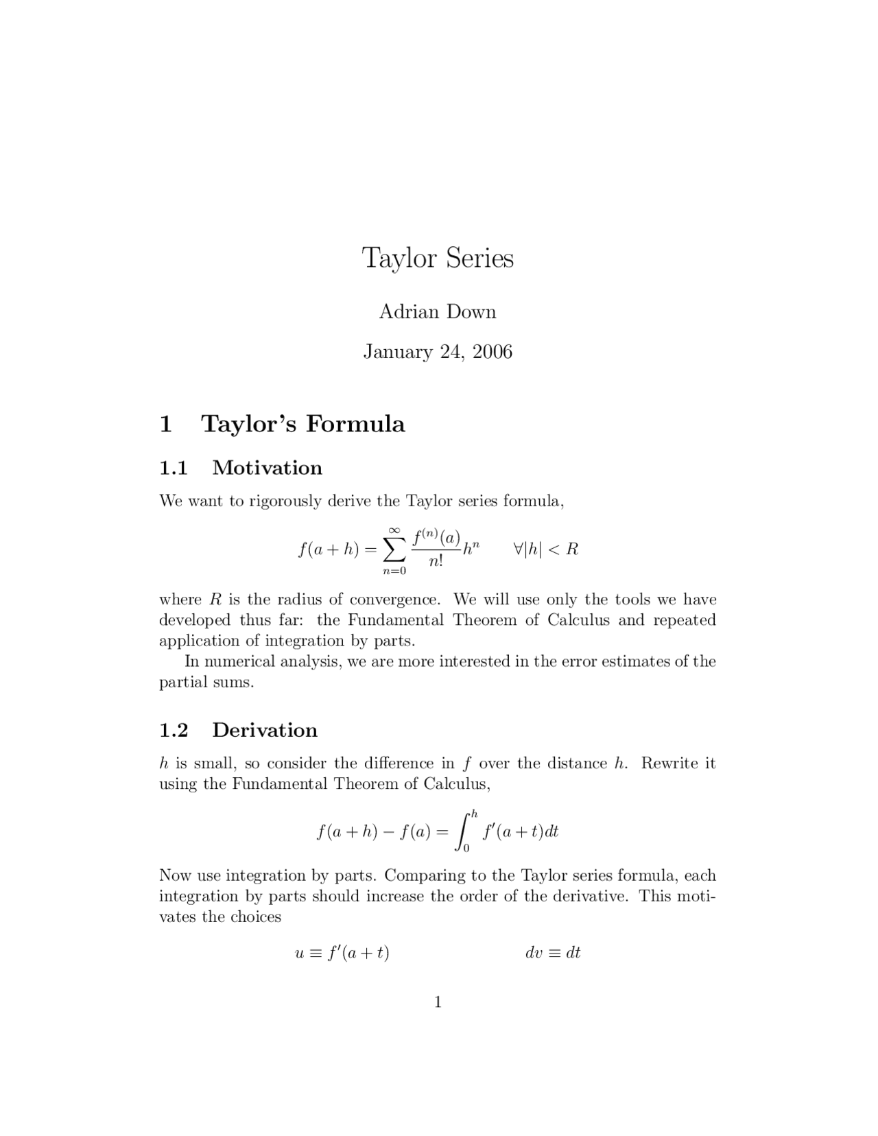 Taylor Series Lecture Notes Mathematics Docsity