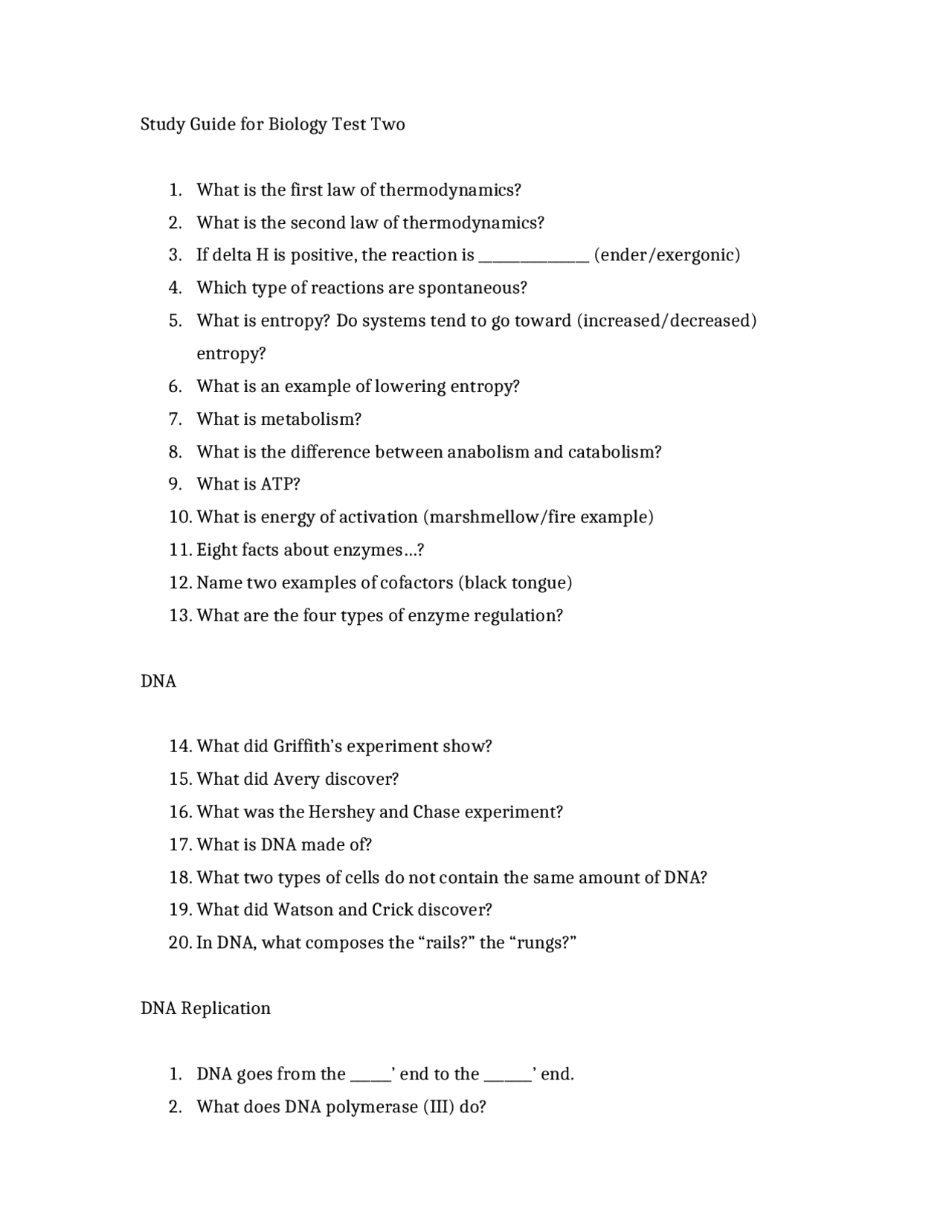 Study Guide Test 2 - Principles of Biology | BIOL 1020 - Docsity