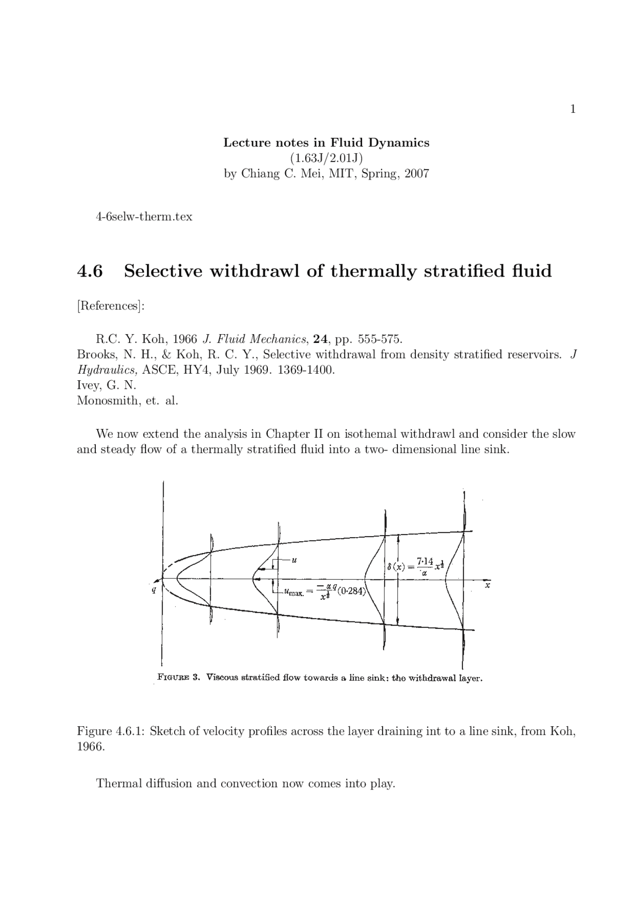 Selective Withdrawal Of A Thermally Stratified Fluid, Lecture Notes ...