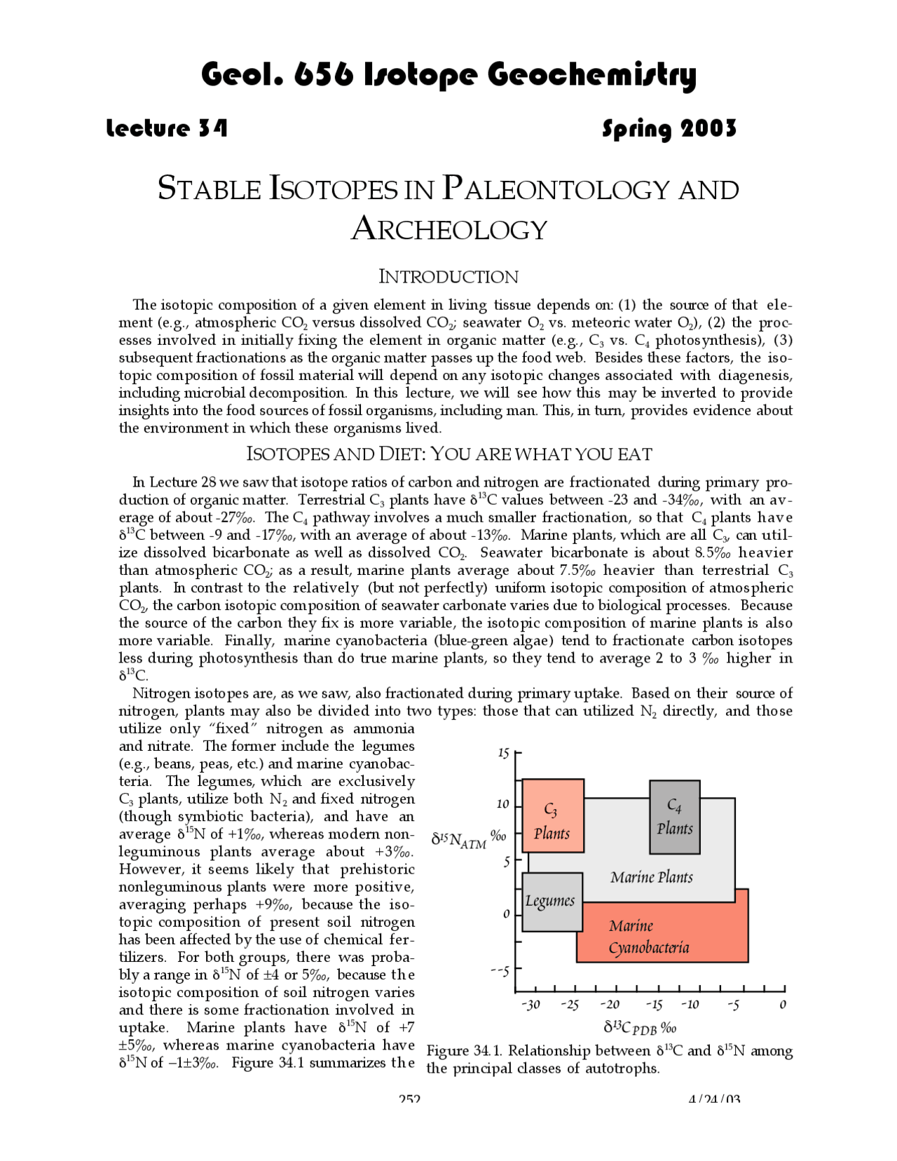 Stable Isotopes in Paleoclimatology, Lecture Notes - Geochemistry 1 ...