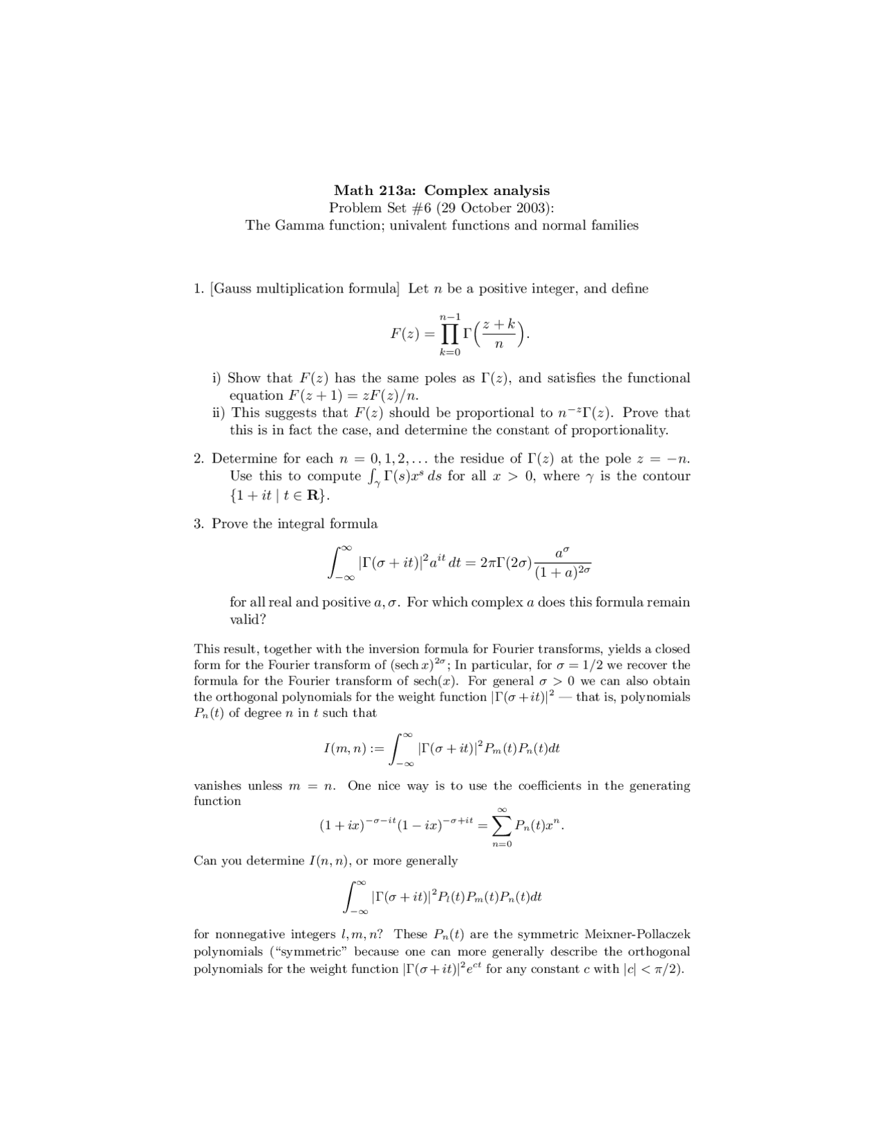 Complex Algebra 7, Exercises - Mathematics - Docsity