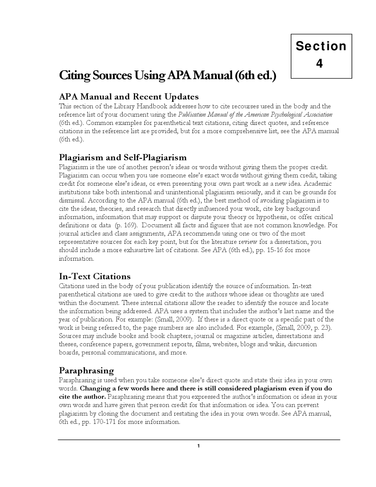 Citing Sources Using APA Manual - Lecture Notes | AASP 298I - Docsity