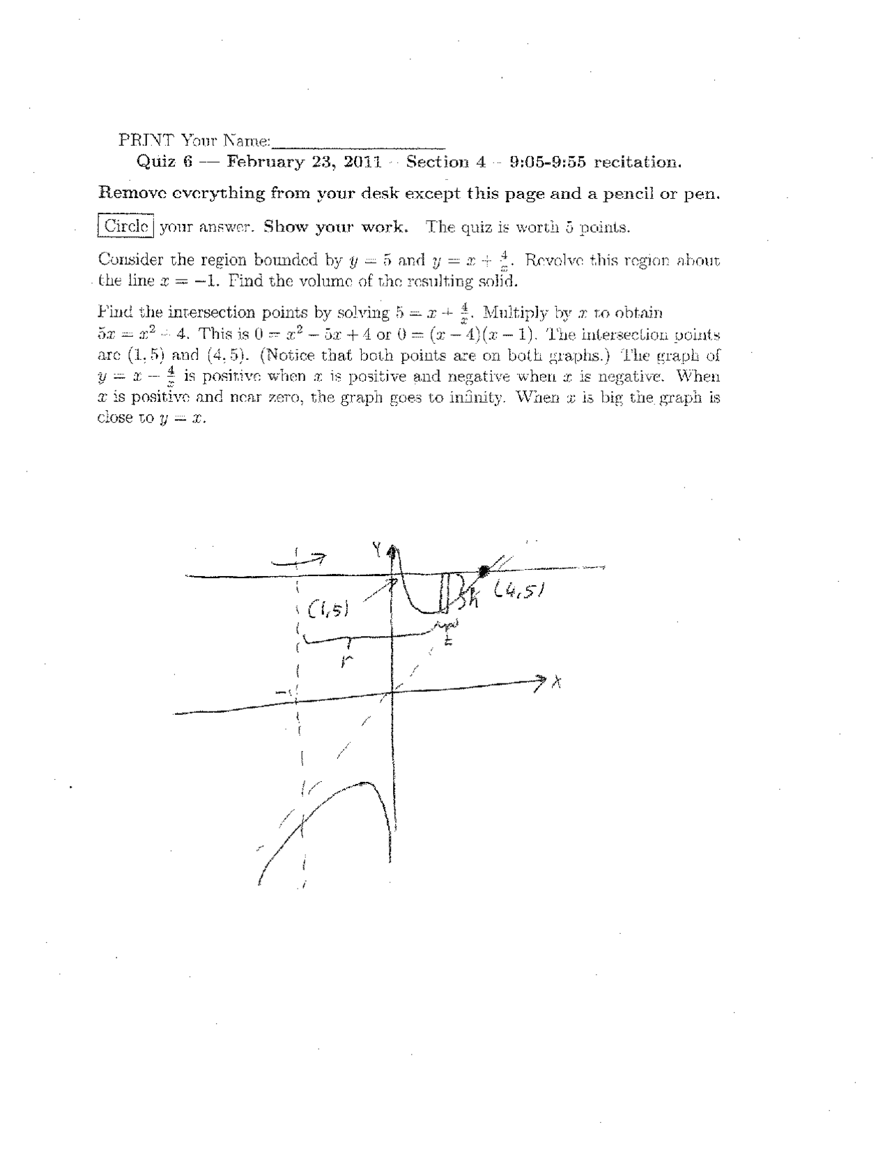 Practice Quiz 6 with Resolution - Calculus II | MATH 142 - Docsity